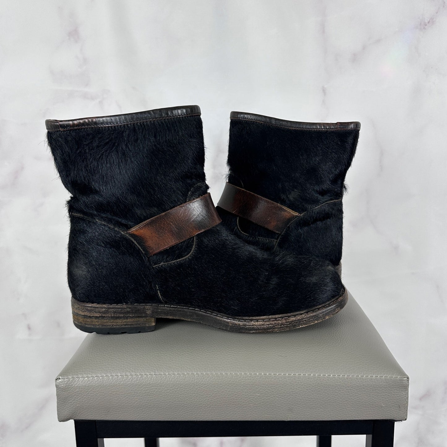 Buttero Black Pony Hair Biker Boot