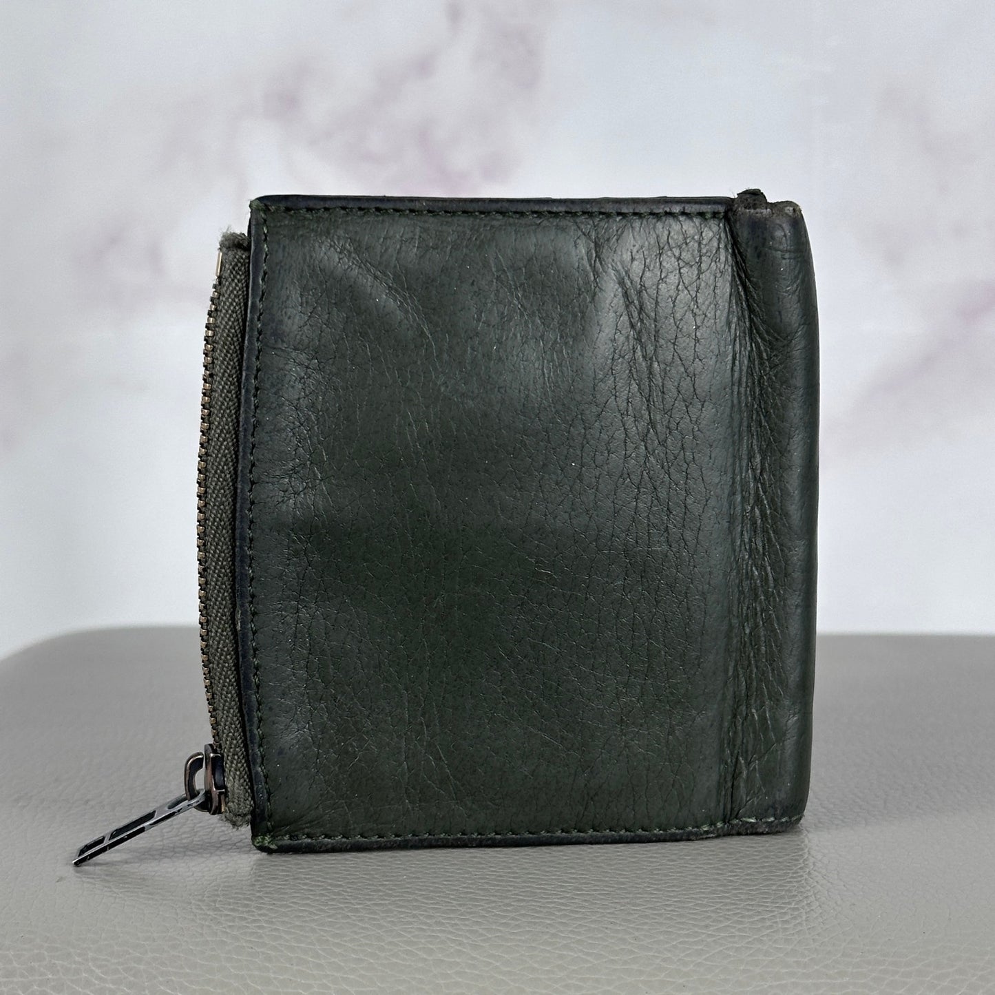 Maison Margiela Green Leather Four-Stitch Trifold Wallet