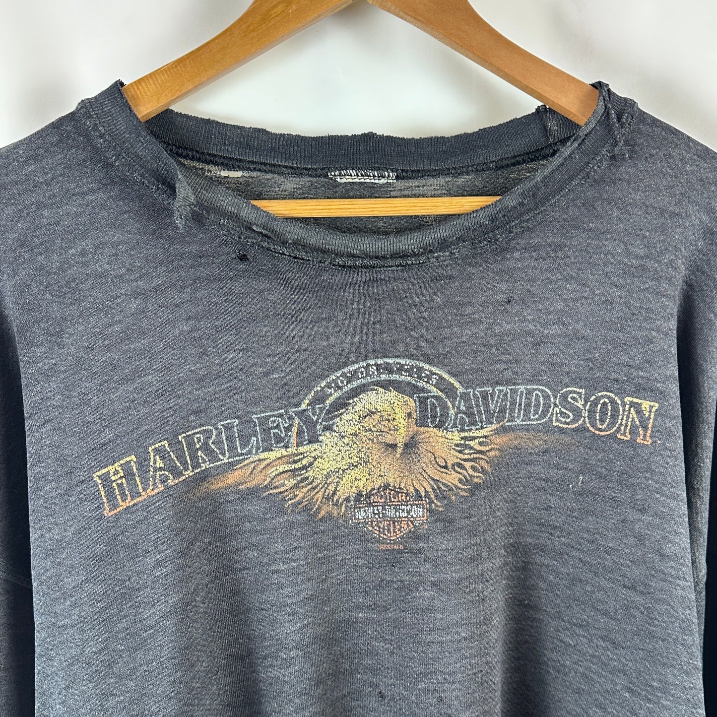 Vintage Harley-Davidson Thrashed Grey Crewneck