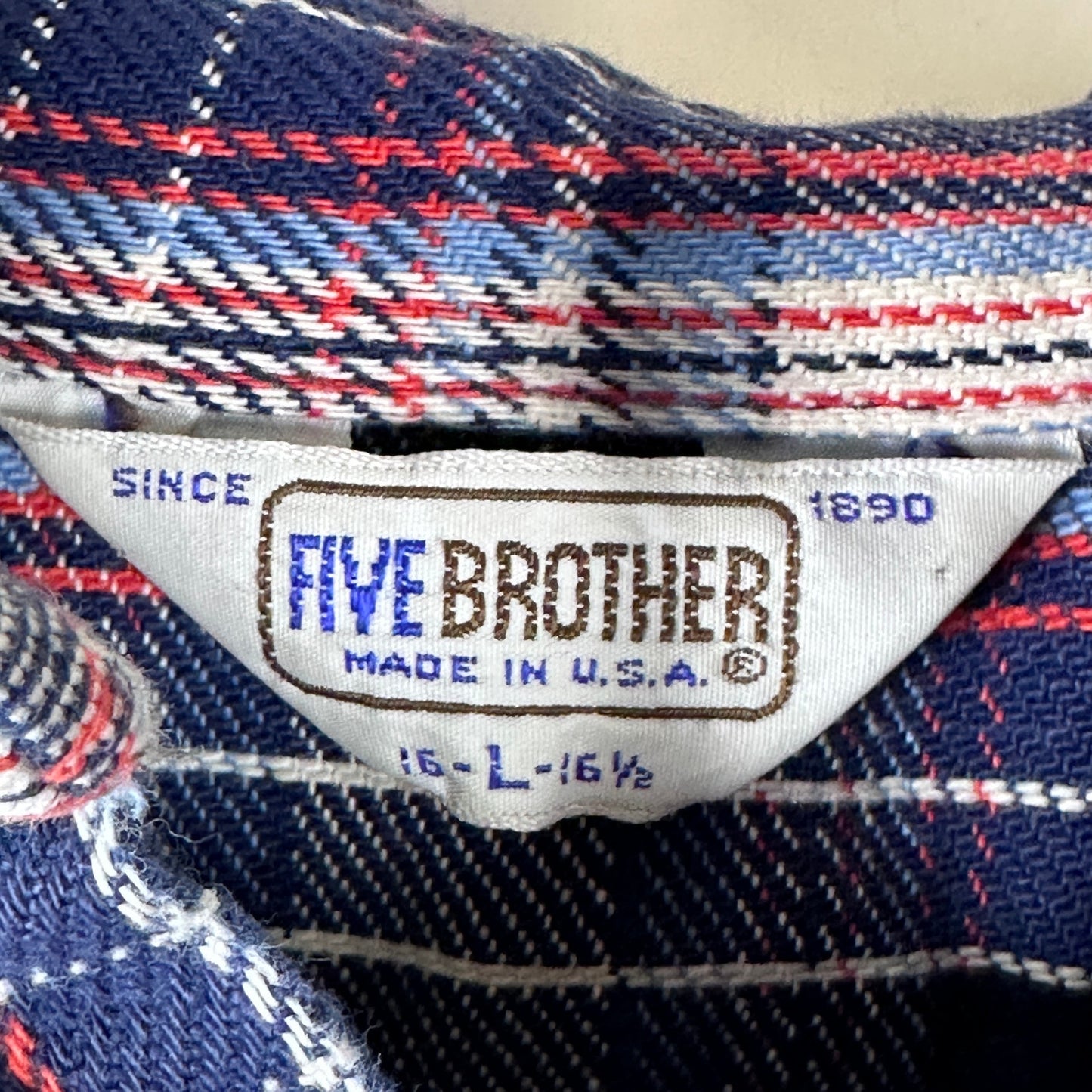 Vintage Five Brother Blue Plaid Flannel