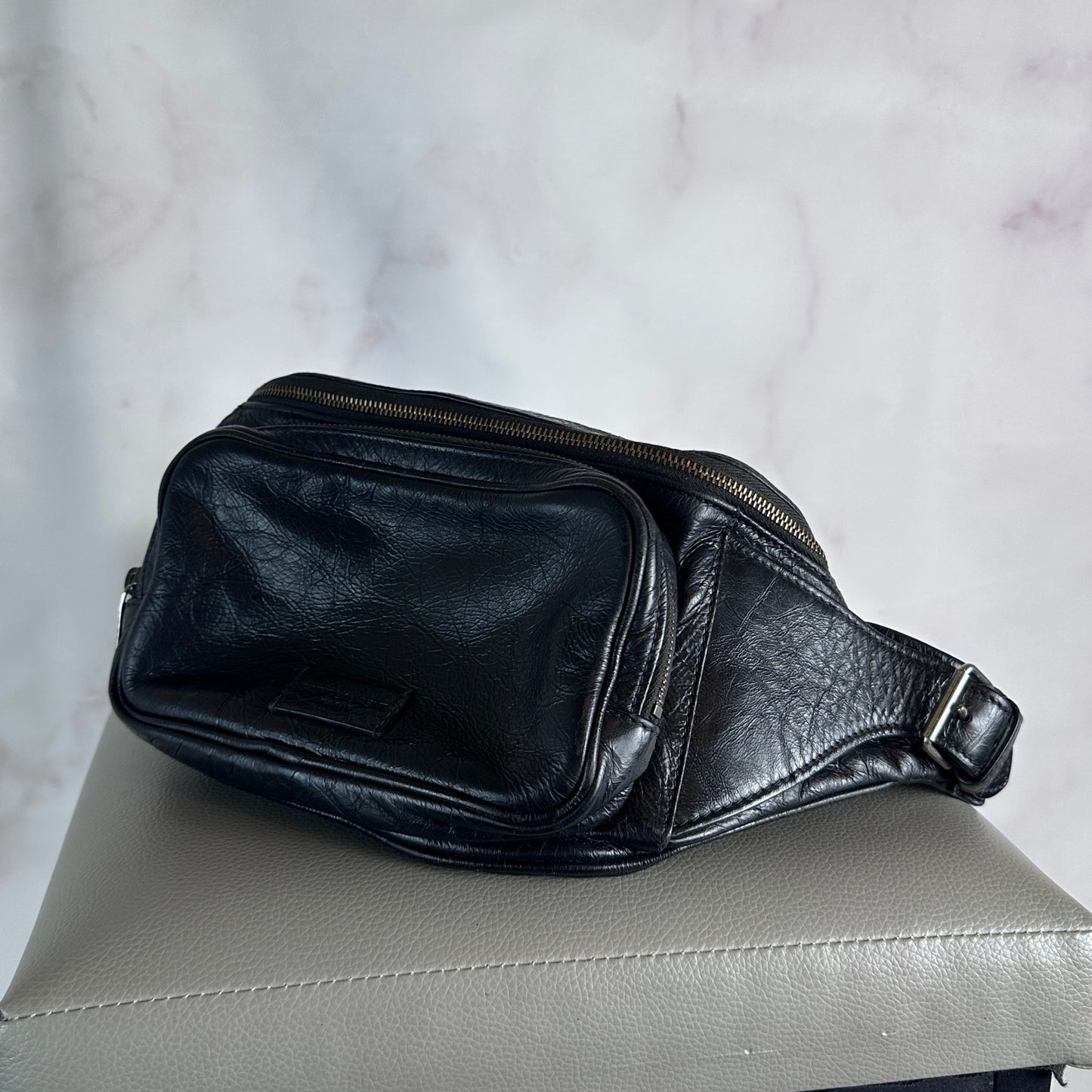 Saint Laurent Paris Black Leather Belt Bag