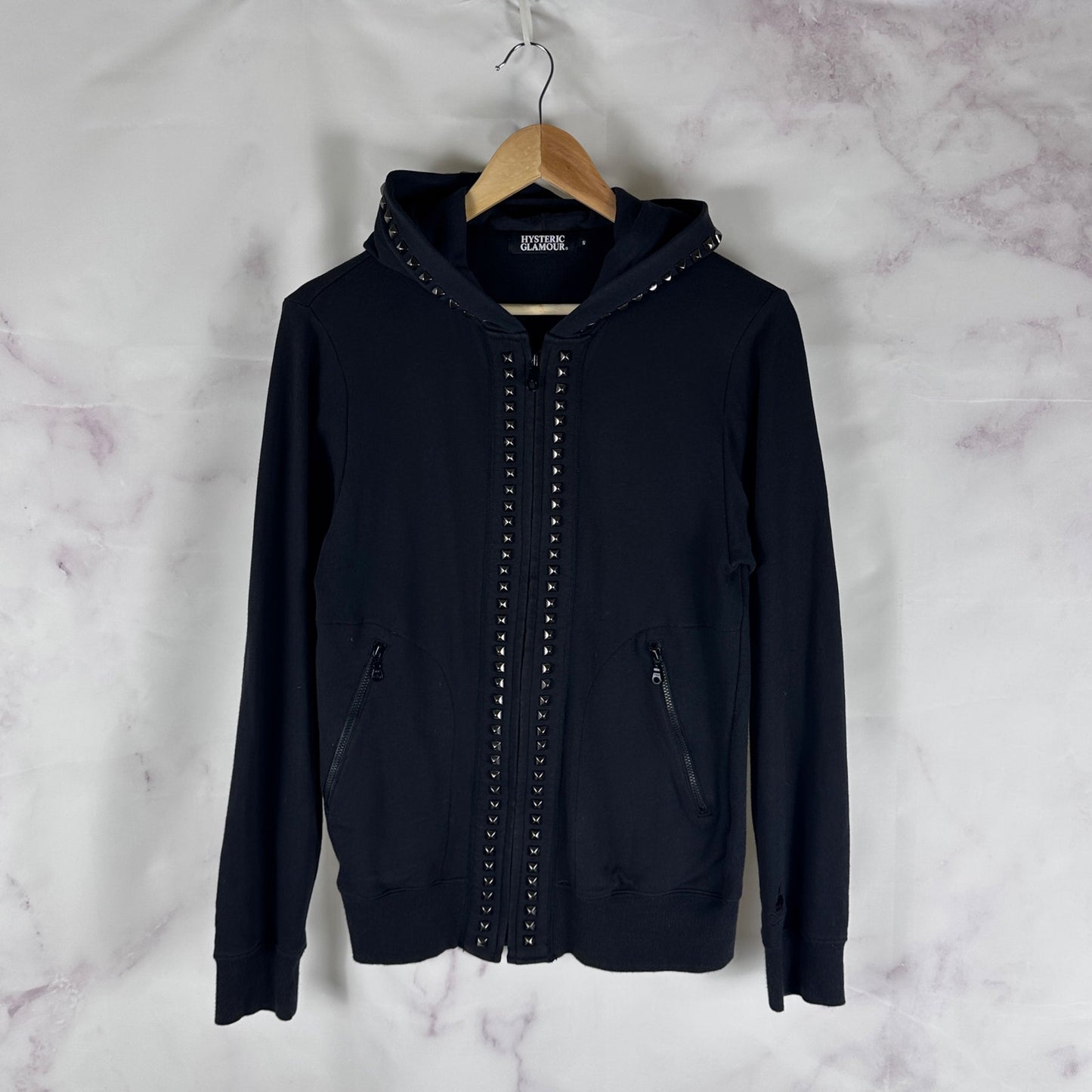 Hysteric Glamour Black Studded Zip-Up Hoodie