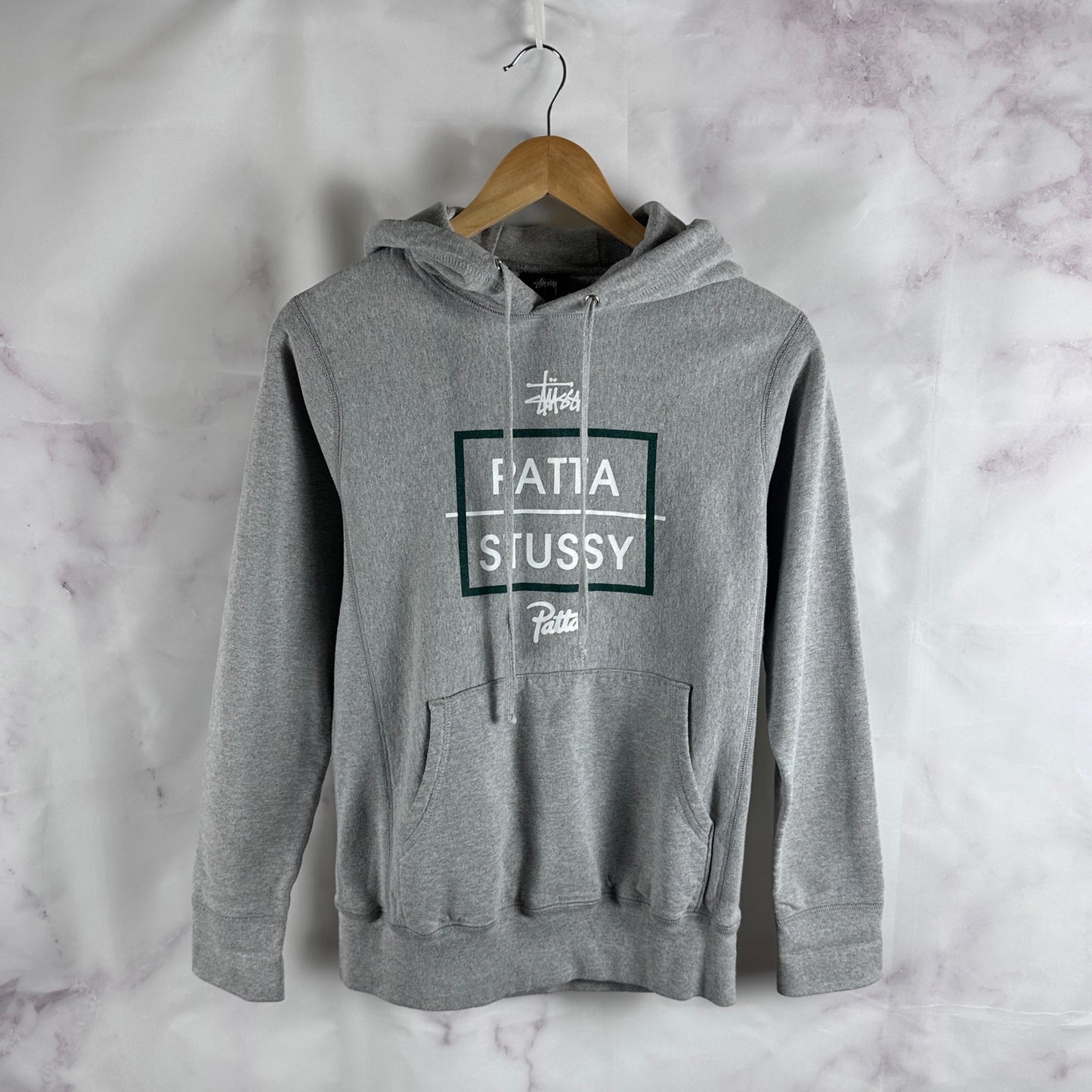 Stussy x Patta Grey Square Heavyweight Hoodie