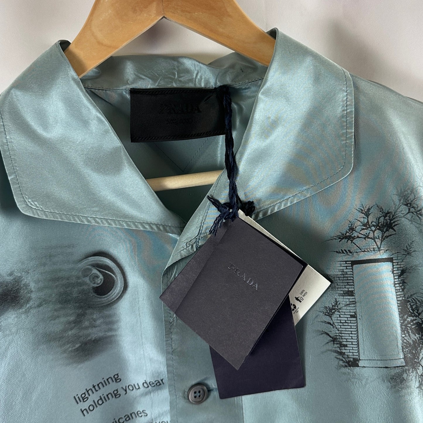 Prada A/W22 Blue Silk Printed Button-Up