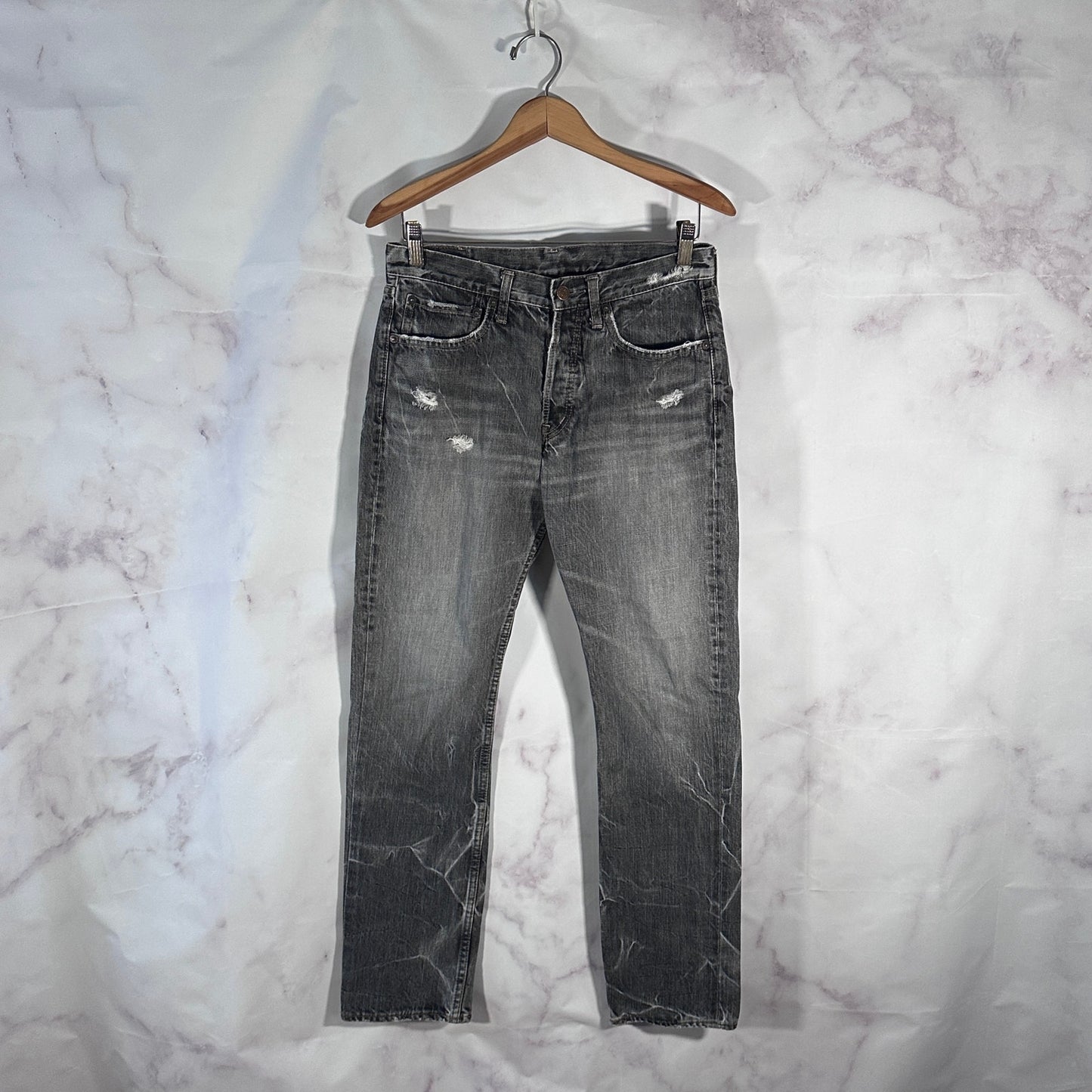 Hysteric Glamour Grey Wash Distressed Denim