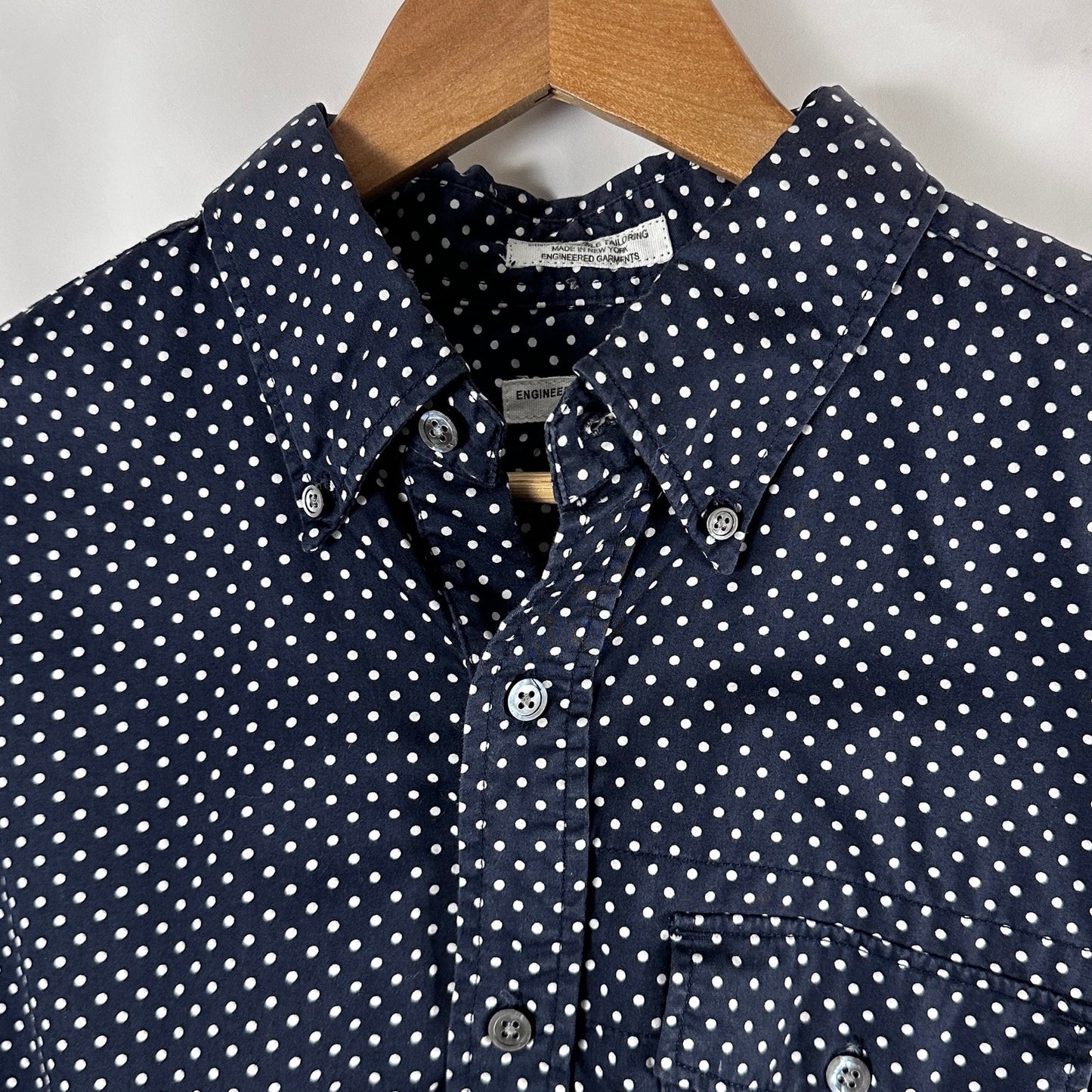 Engineered Garments Navy Polka Dot Button-Up Pullover S/S Shirt