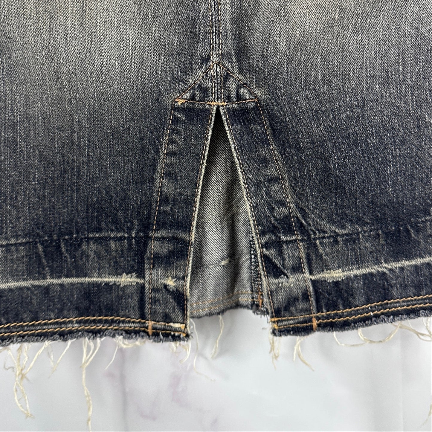 Hysteric Glamour Studded & Repaired Grey Denim Skirt