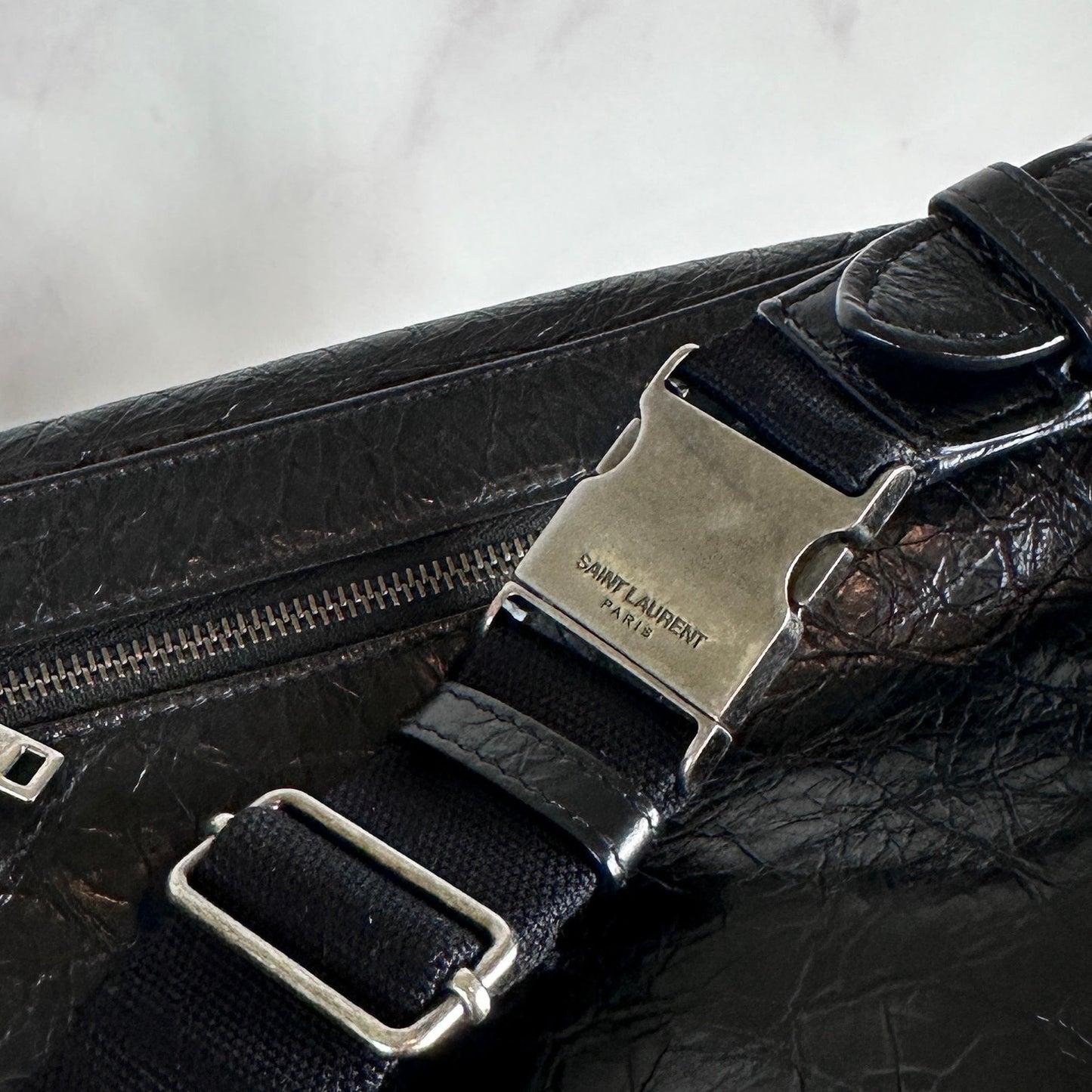 Saint Laurent Paris Black Leather Belt Bag