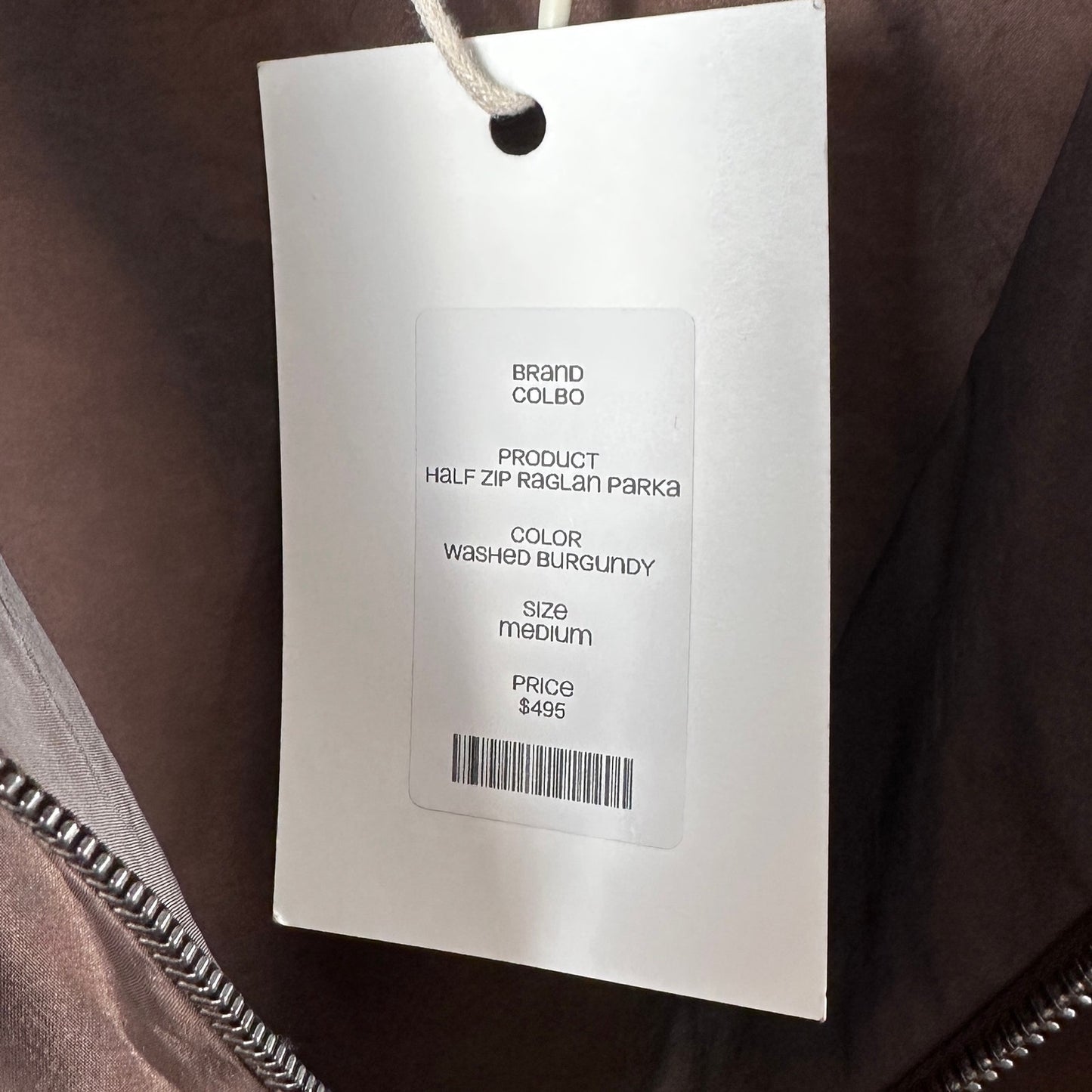 Colbo NYC Washed Burgundy Half Zip Raglan Parka