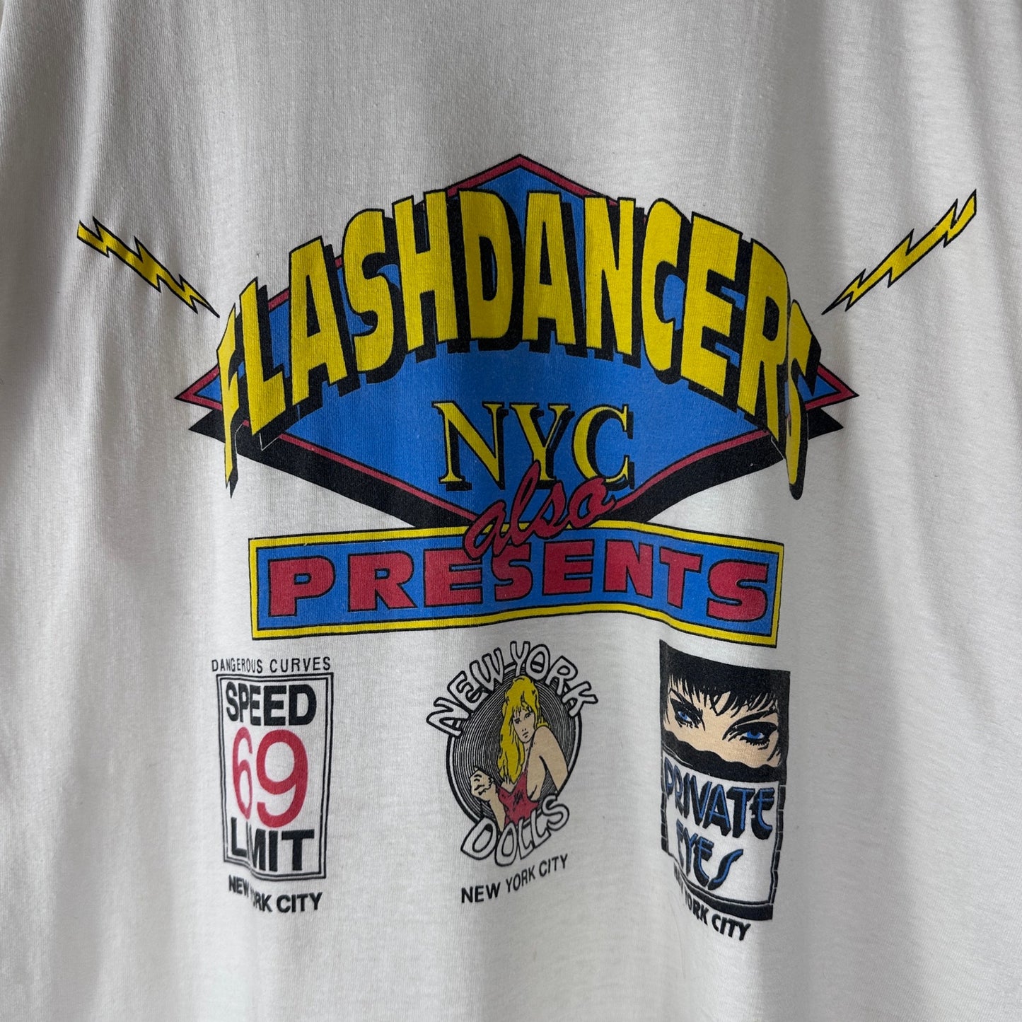 Vintage Flashdancers New York 80s White Graphic Tee