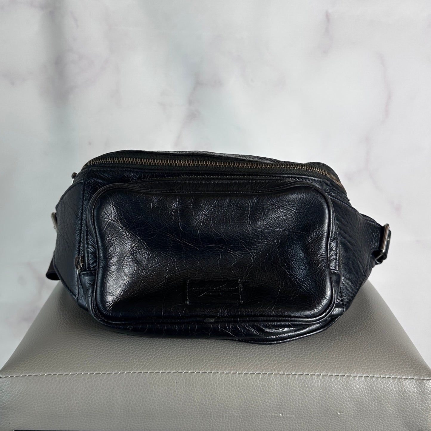 Saint Laurent Paris Black Leather Belt Bag