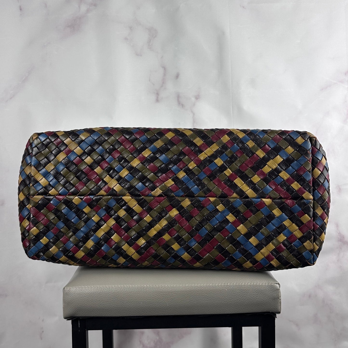 Bottega Veneta Intrecciato Cabat Multicolor Woven Leather Purse