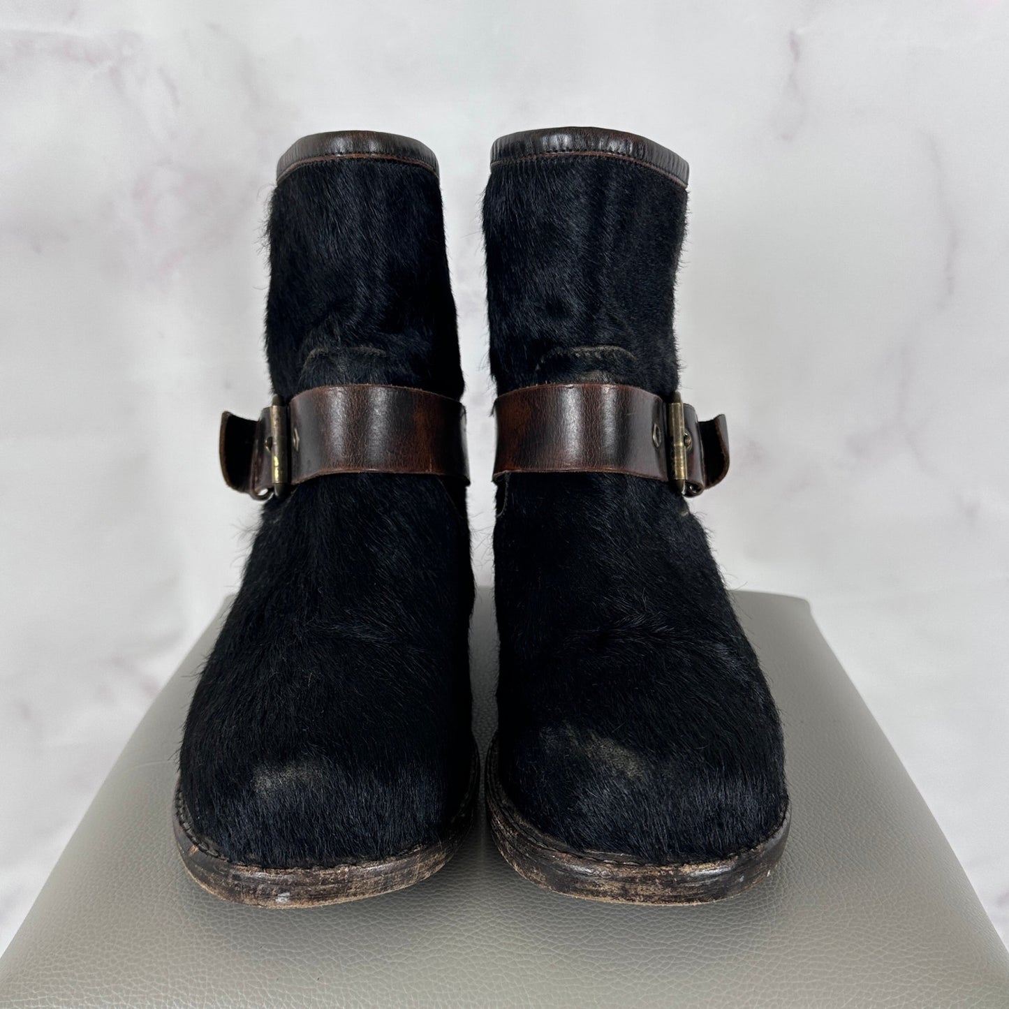 Buttero Black Pony Hair Biker Boot