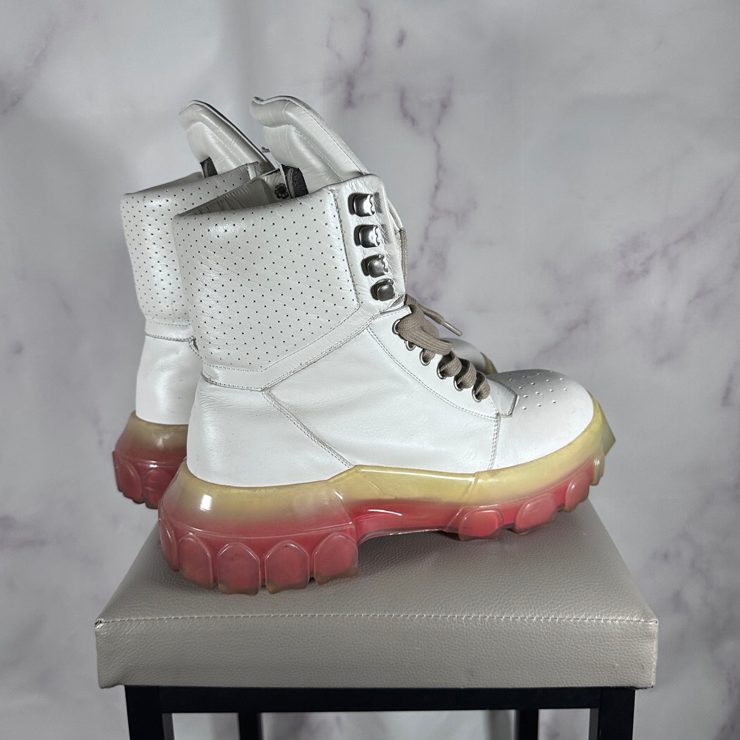Rick Owens S/S21 Tecuatl White Bozo Hiking Boots