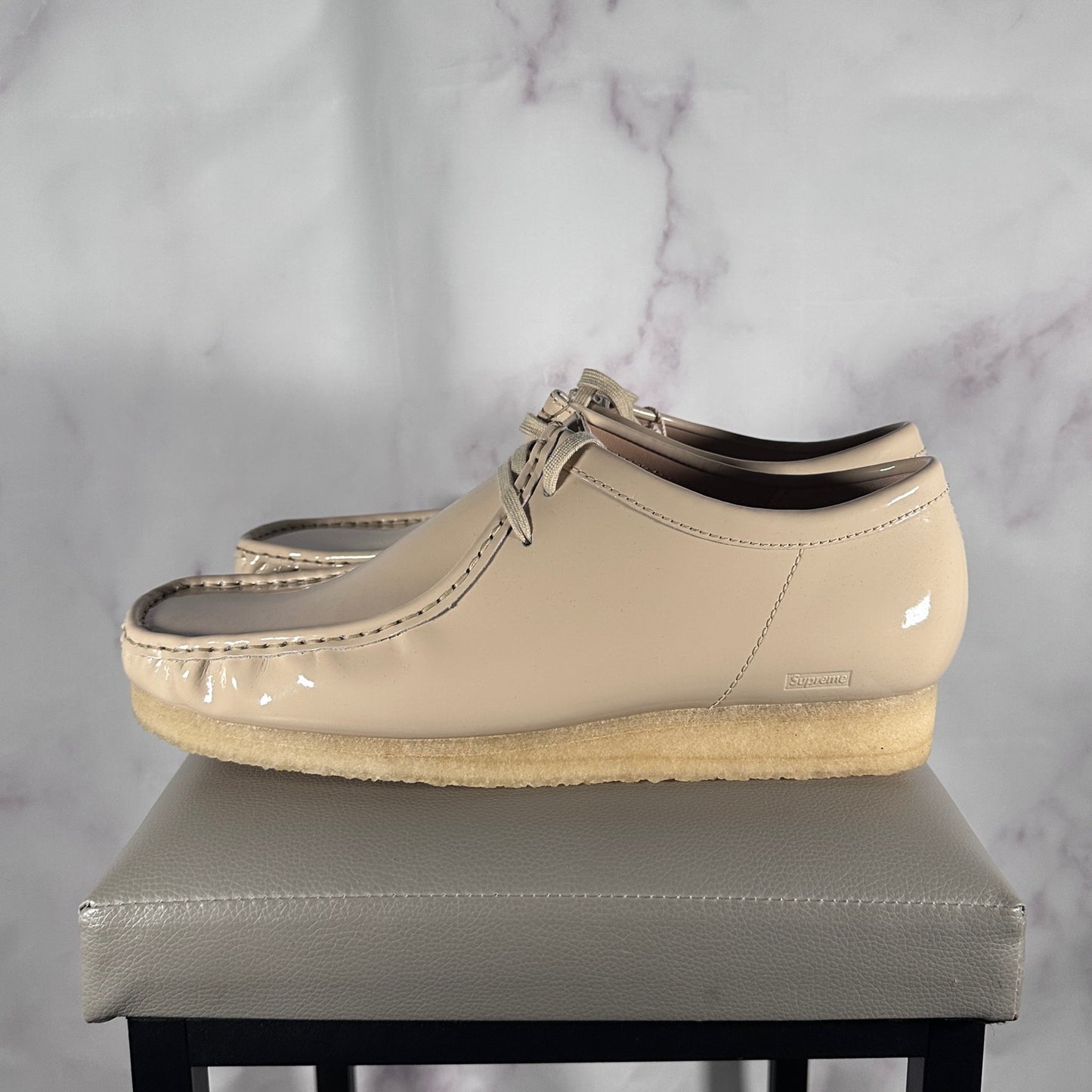 Supreme x Clarks Wallabee Patent Leather Natural Tan