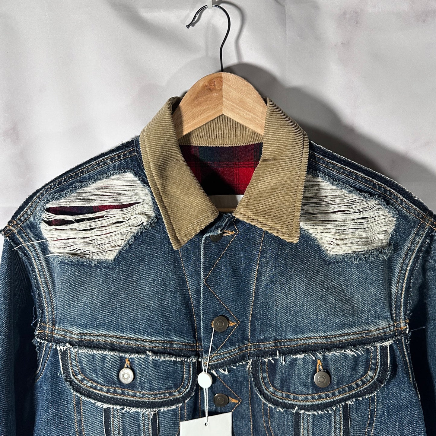 Maison Margiela x Pendleton Layered Distressed Denim Trucker Jacket
