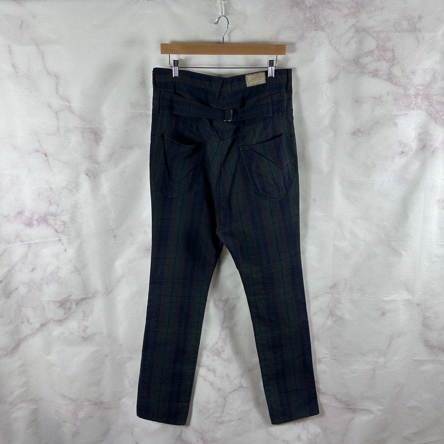 Kapital Green Plaid Buckle Back Pants