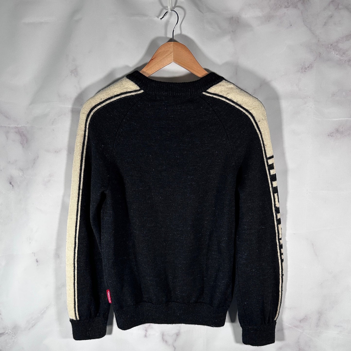 Hysteric Glamour Black Sleeve Text Knit Crewneck Sweater