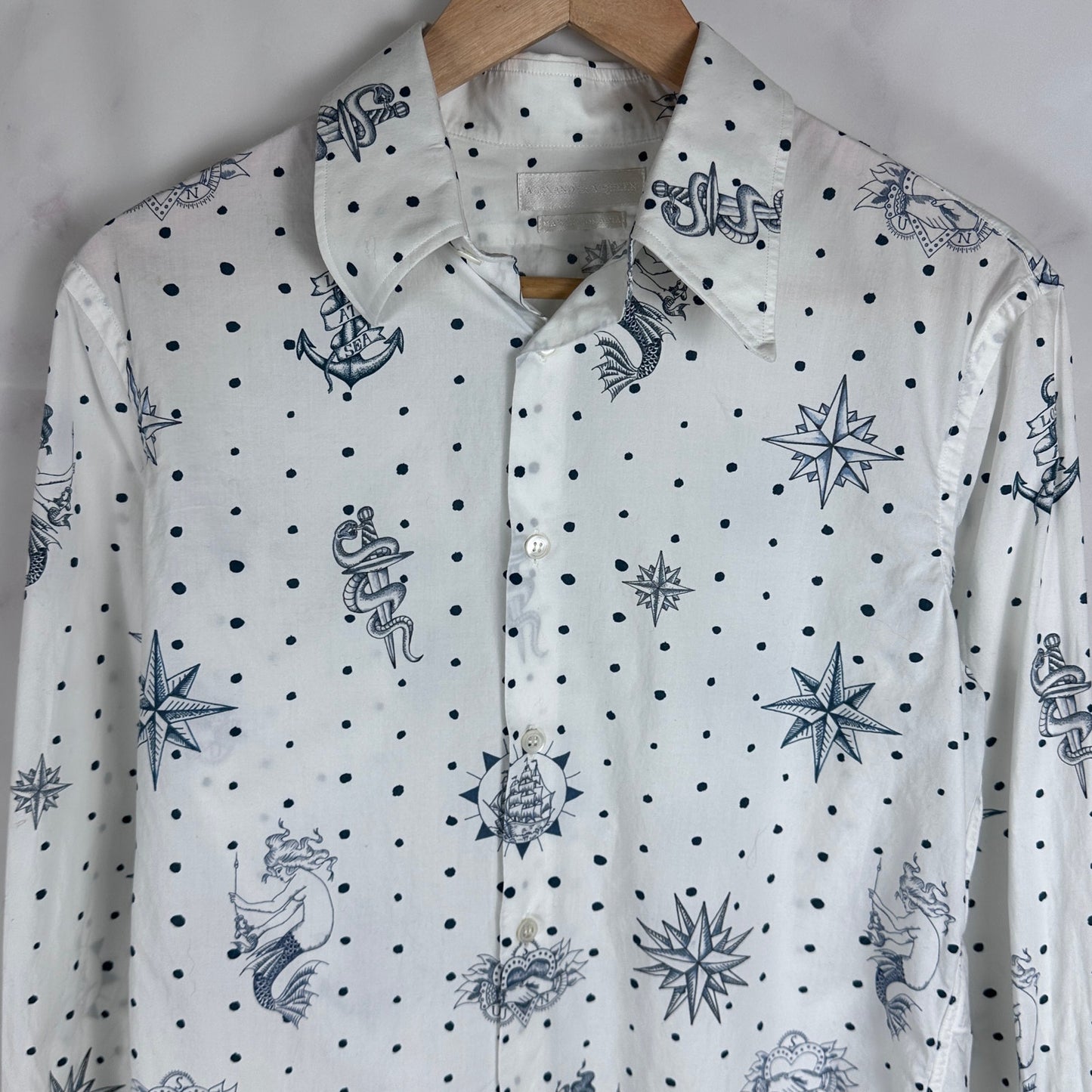 Alexander McQueen Lost At Sea Tattoo Button-Up Shirt