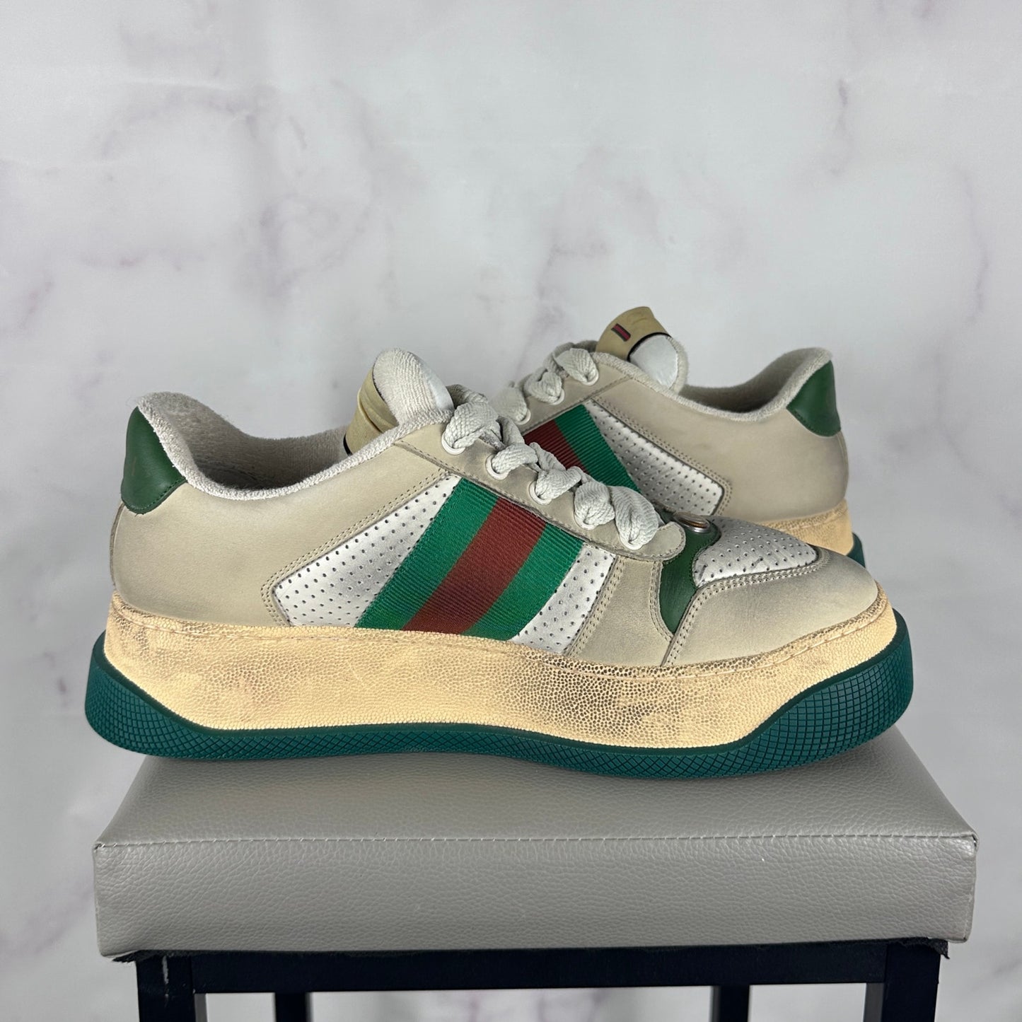 Gucci Double Screener Sneaker Perforated Cream