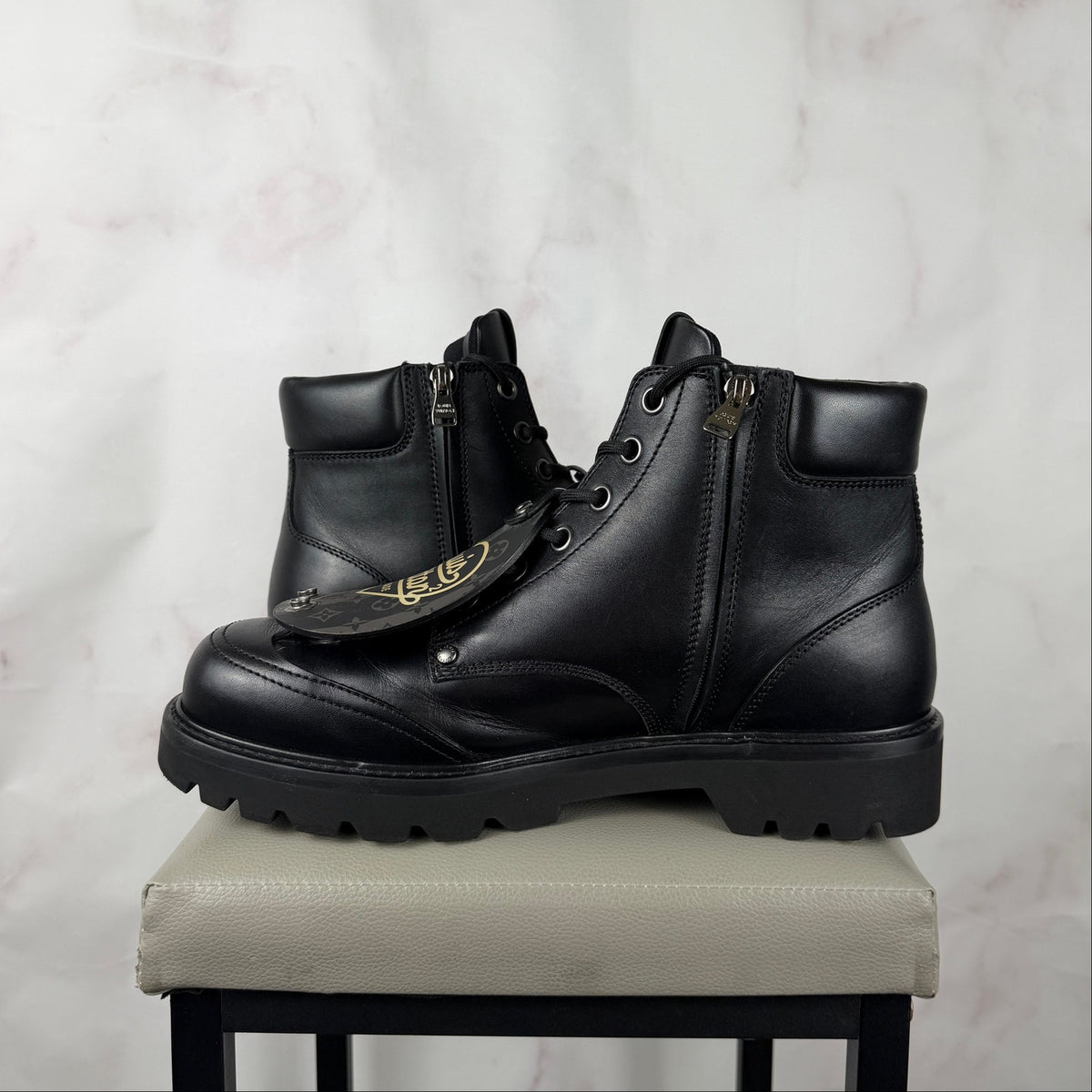 Louis Vuitton x Nigo Oberkampf LV Made Black Leather Ankle Boot