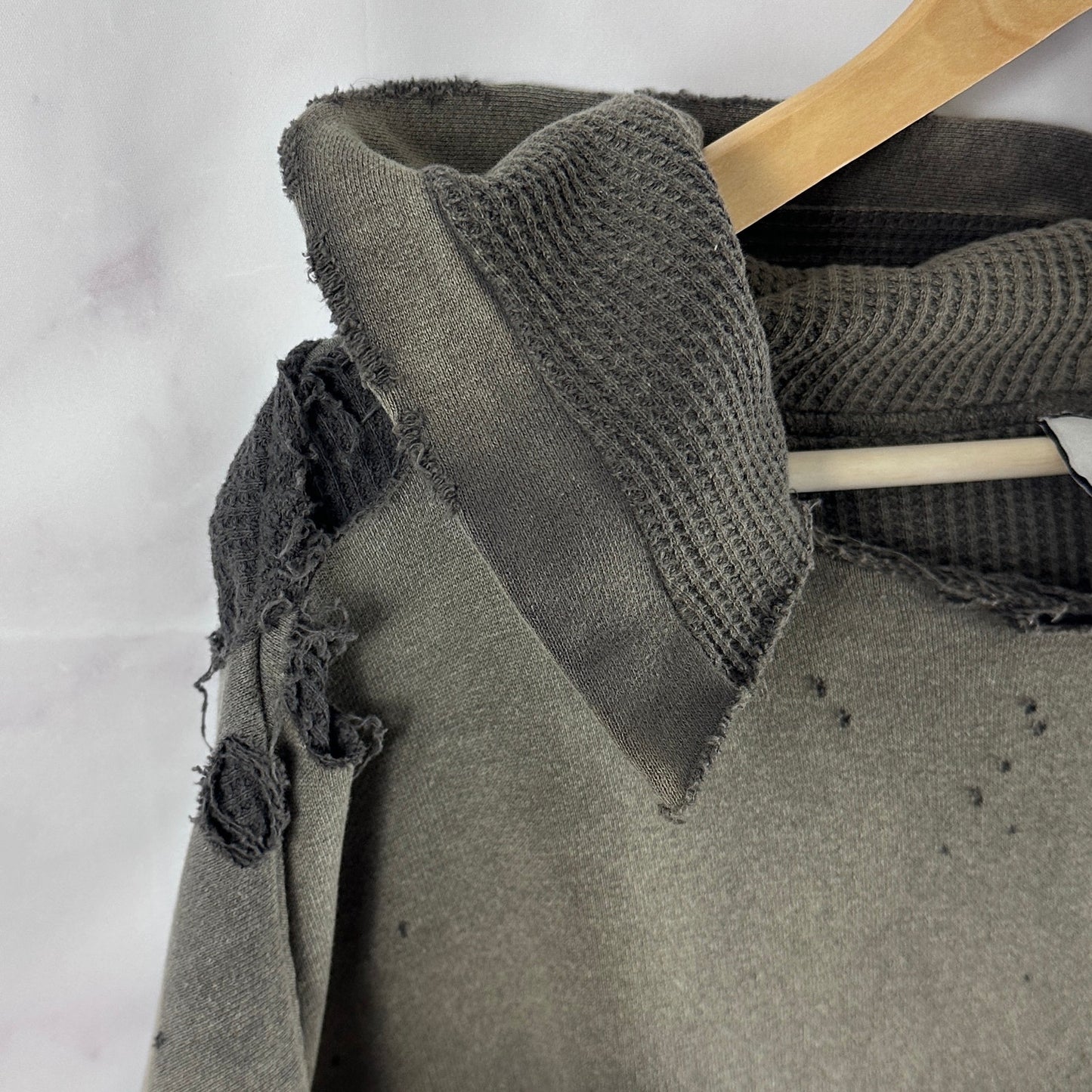 Readymade Green Double Face Thrashed Thermal Hoodie