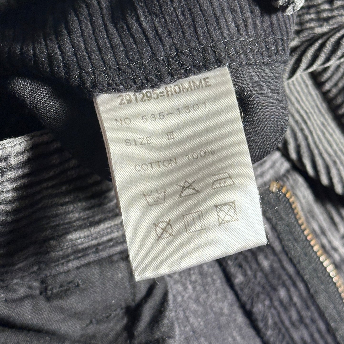 291295 Homme Grey Corduroy Cargo Pants