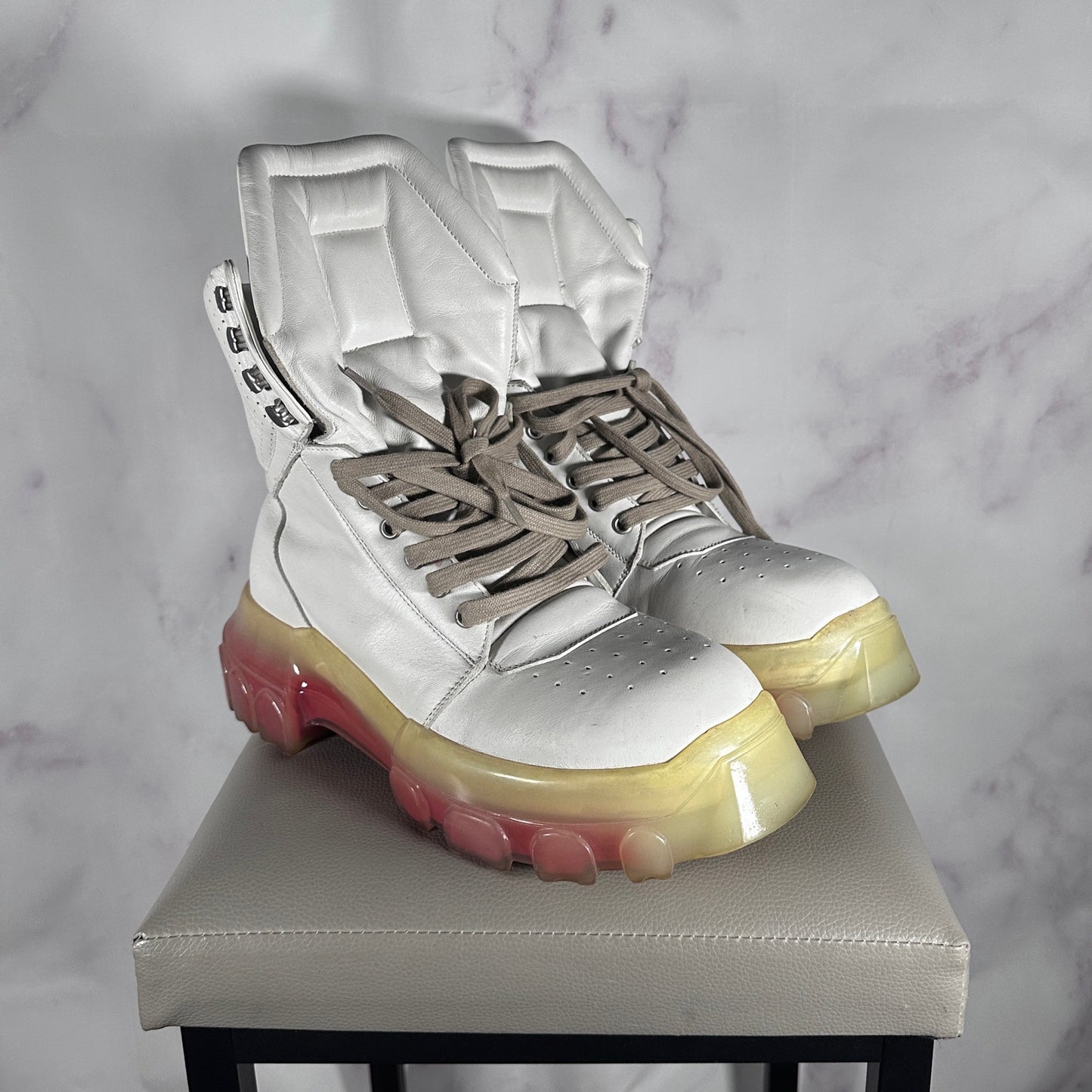 Rick Owens S/S21 Tecuatl White Bozo Hiking Boots
