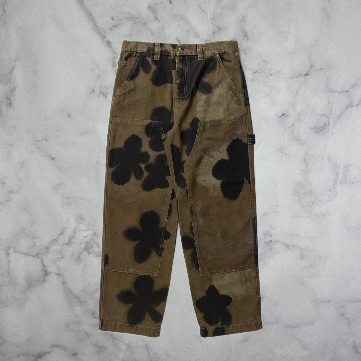 Stussy Floral Dye Double Knee Brown Work Pant
