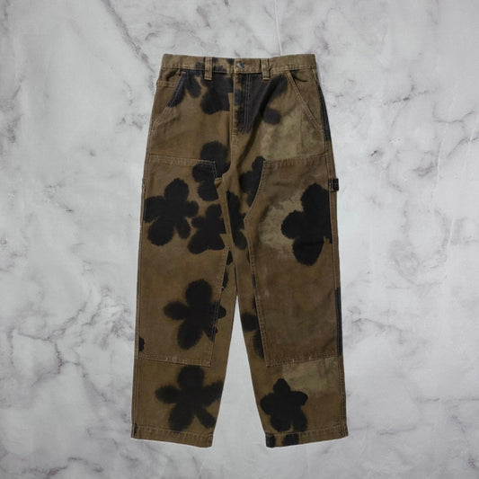 Stussy Floral Dye Double Knee Brown Work Pant