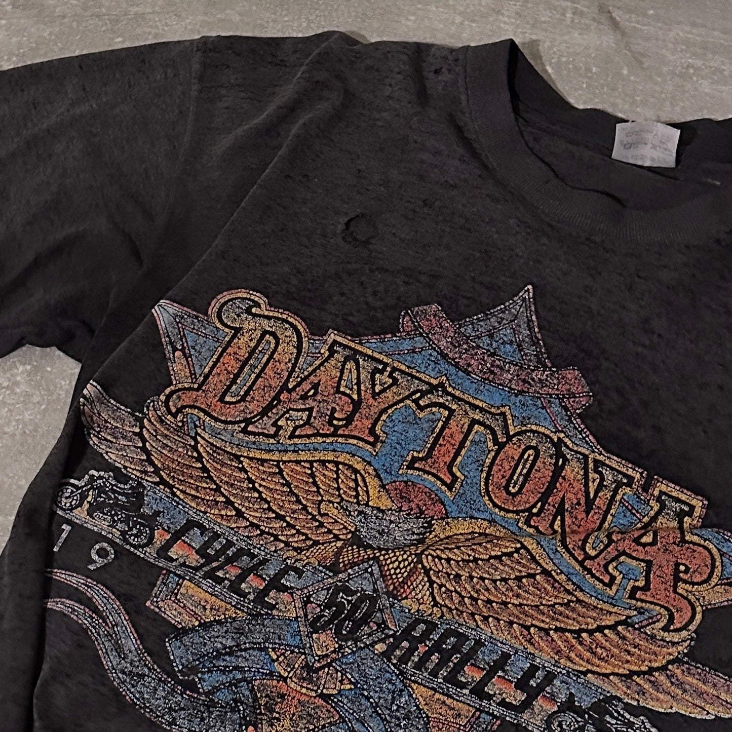 Vintage 1991 Daytona Bike Week Thrashed Black Tee