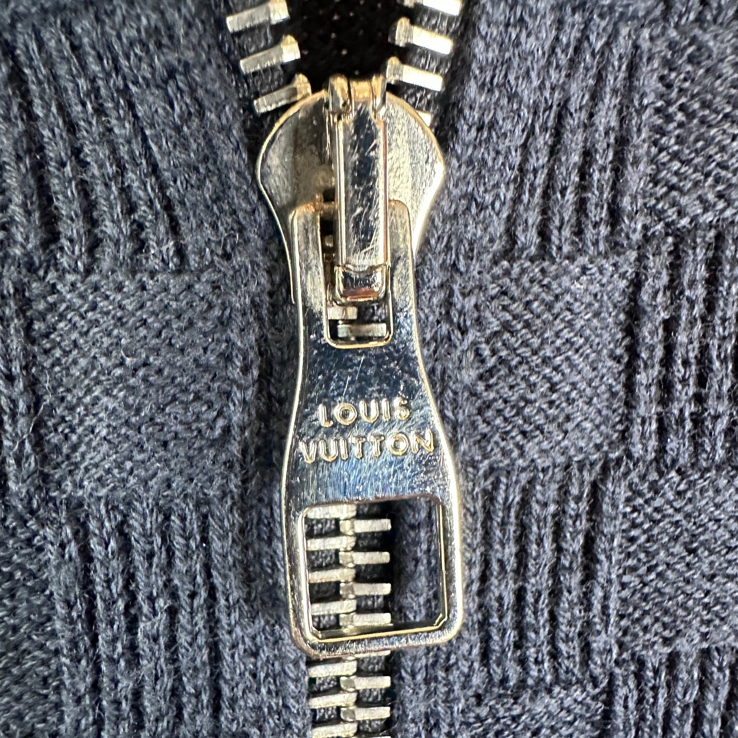 Louis Vuitton Damier Signature Zip-Through Navy Cardigan Sweater