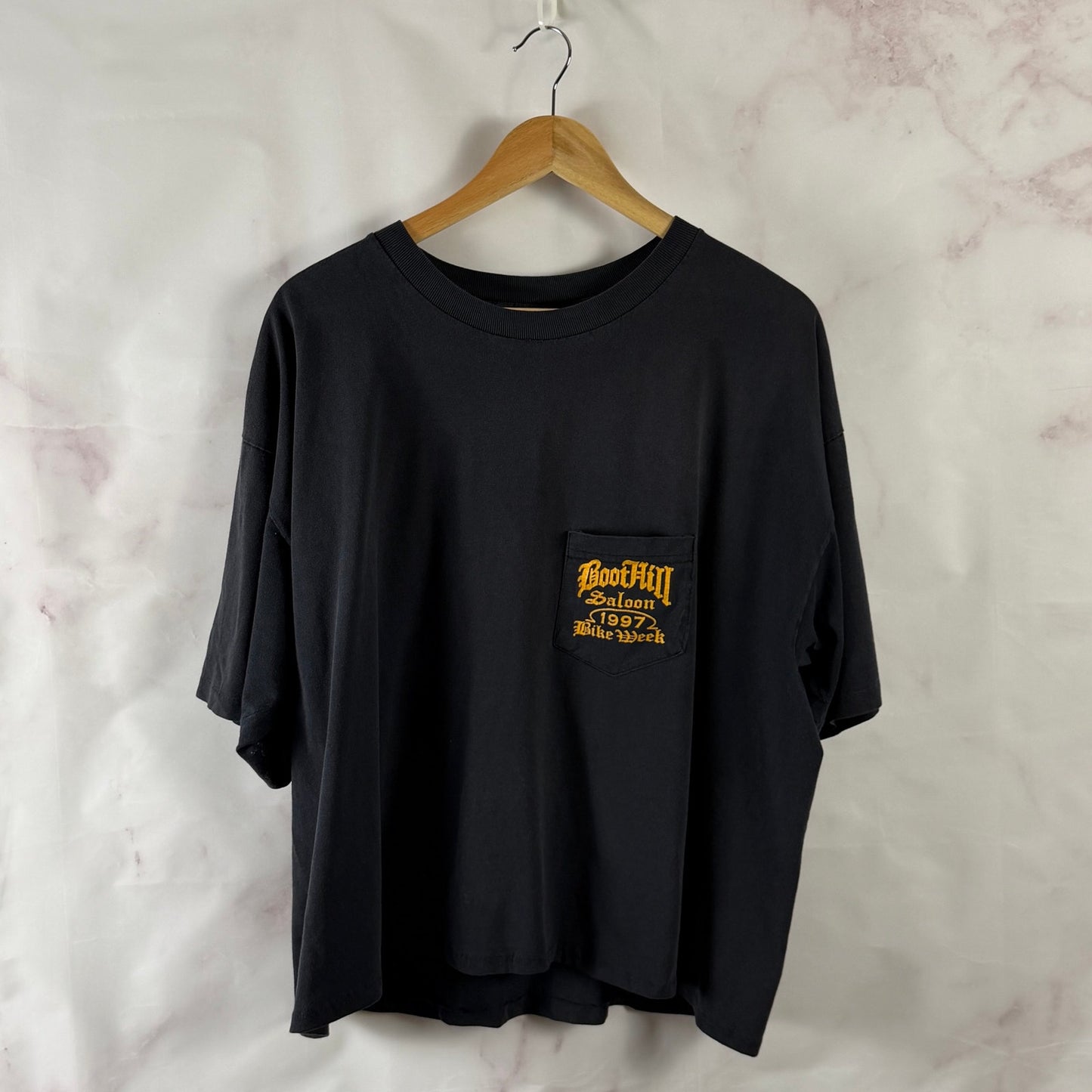 Vintage 1997 BootHill Saloon Daytona Bike Week Graphic Pocket Tee