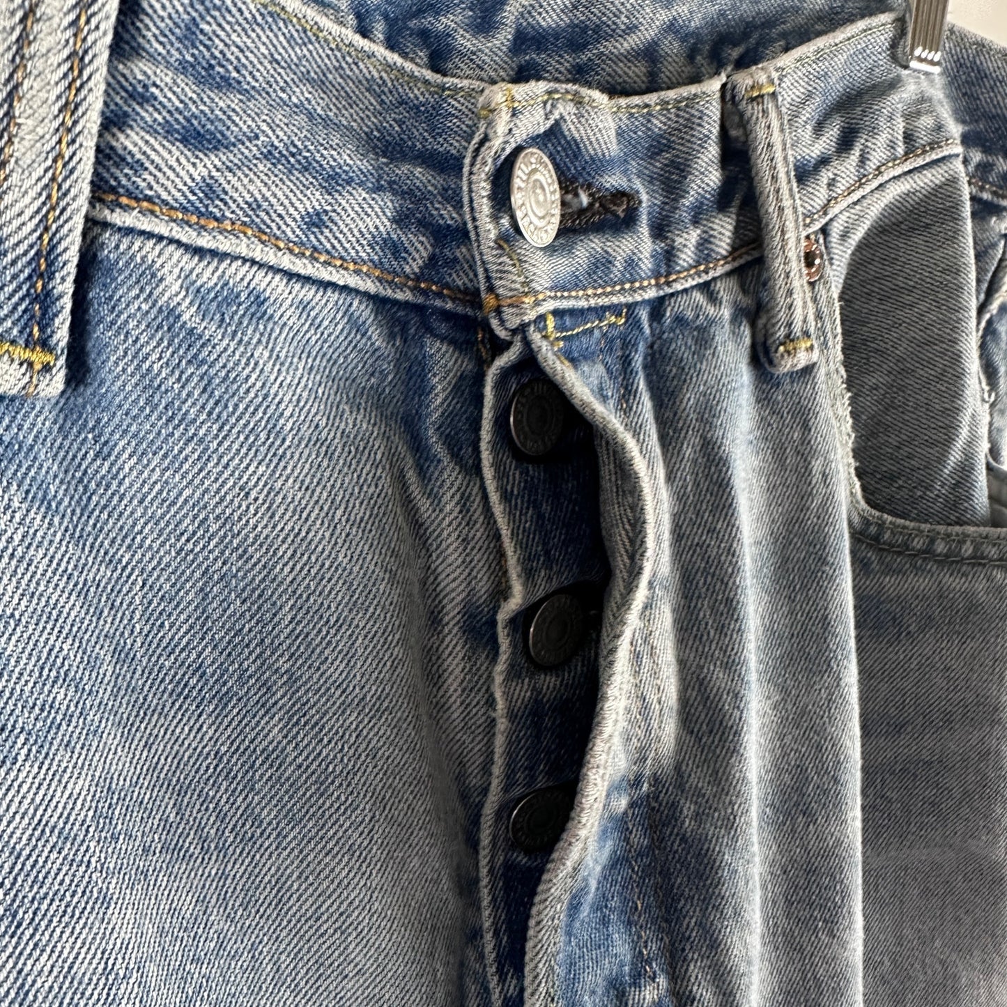 Levi's 501 Light Wash Distressed Denim Jeans