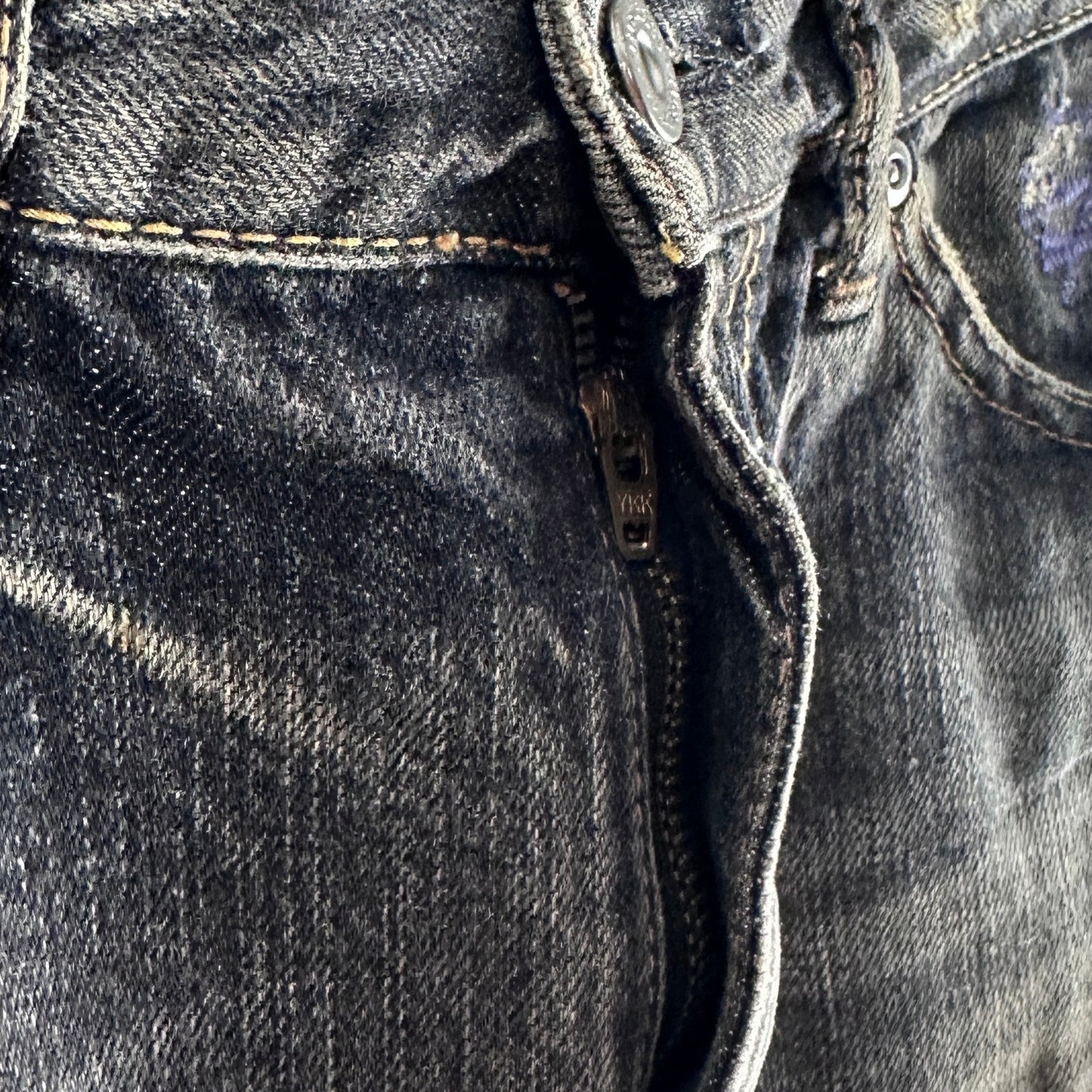 Hysteric Glamour Studded & Repaired Grey Denim Skirt
