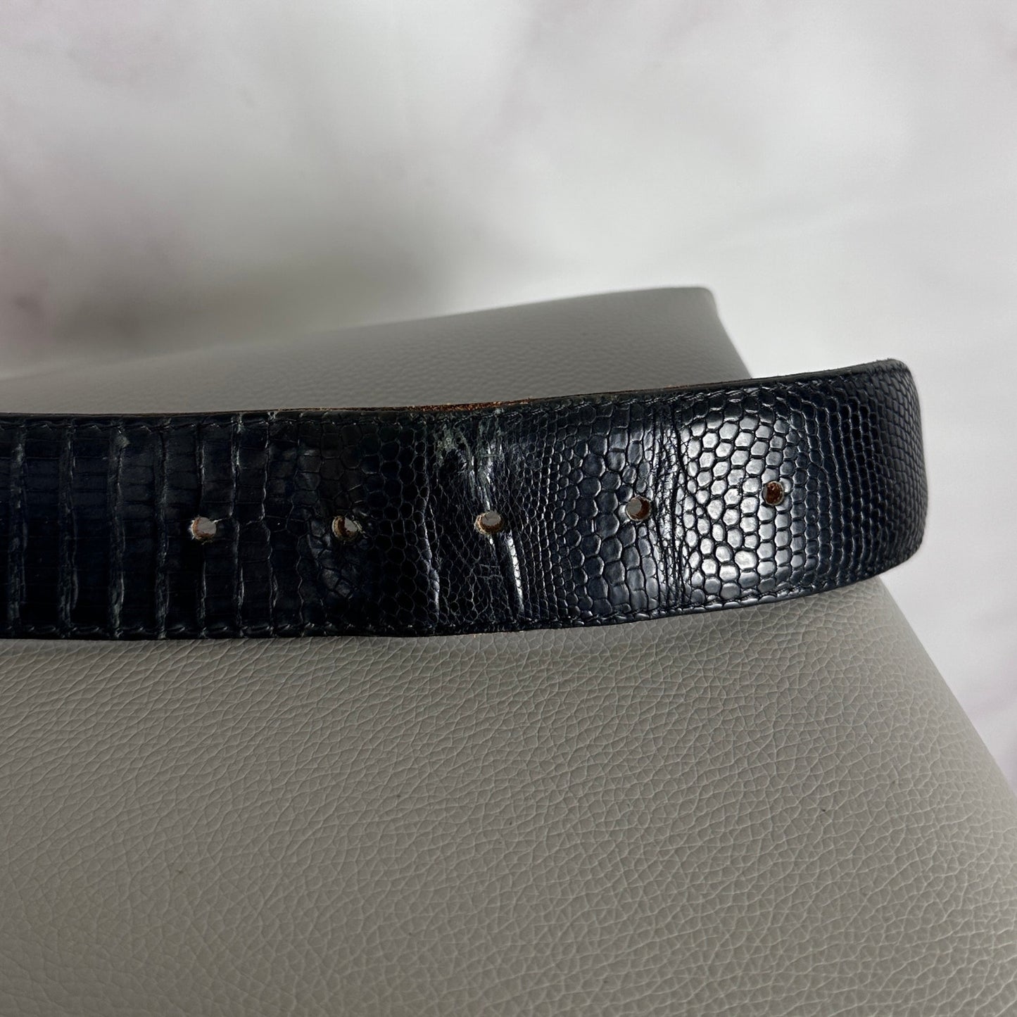 Claudio Calestani Handmade Iguana & Silver Buckle Belt