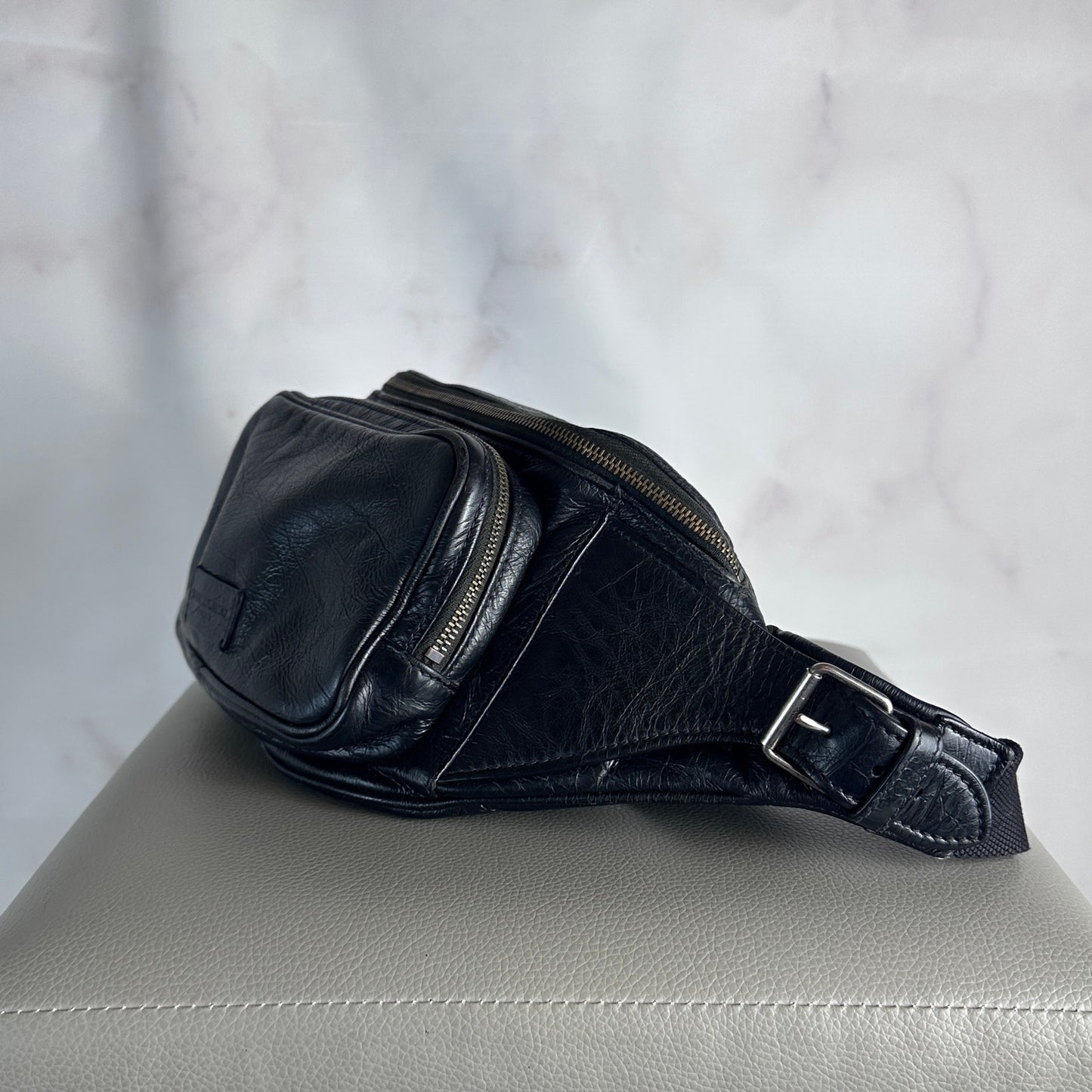 Saint Laurent Paris Black Leather Belt Bag