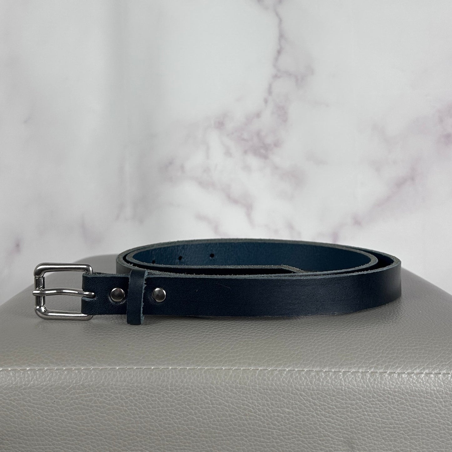 Beams Black Leather Strip Belt