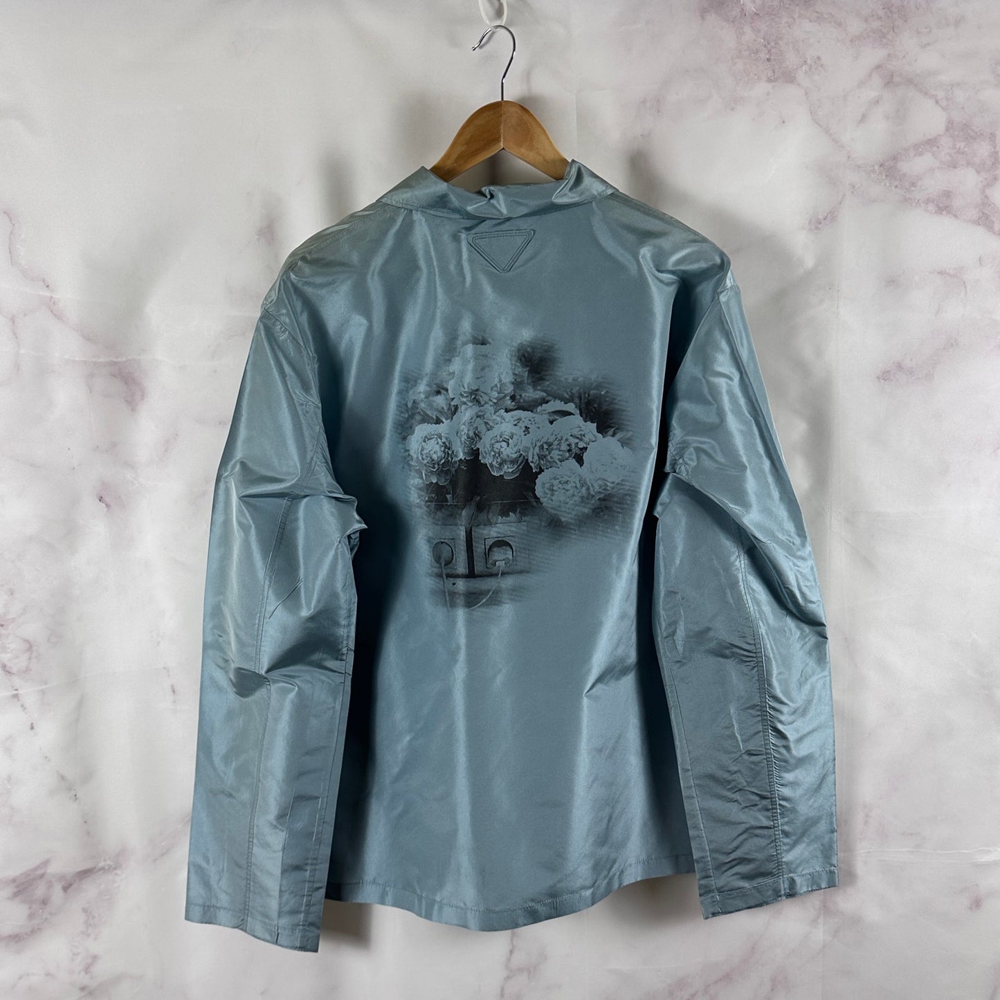 Prada A/W22 Blue Silk Printed Button-Up