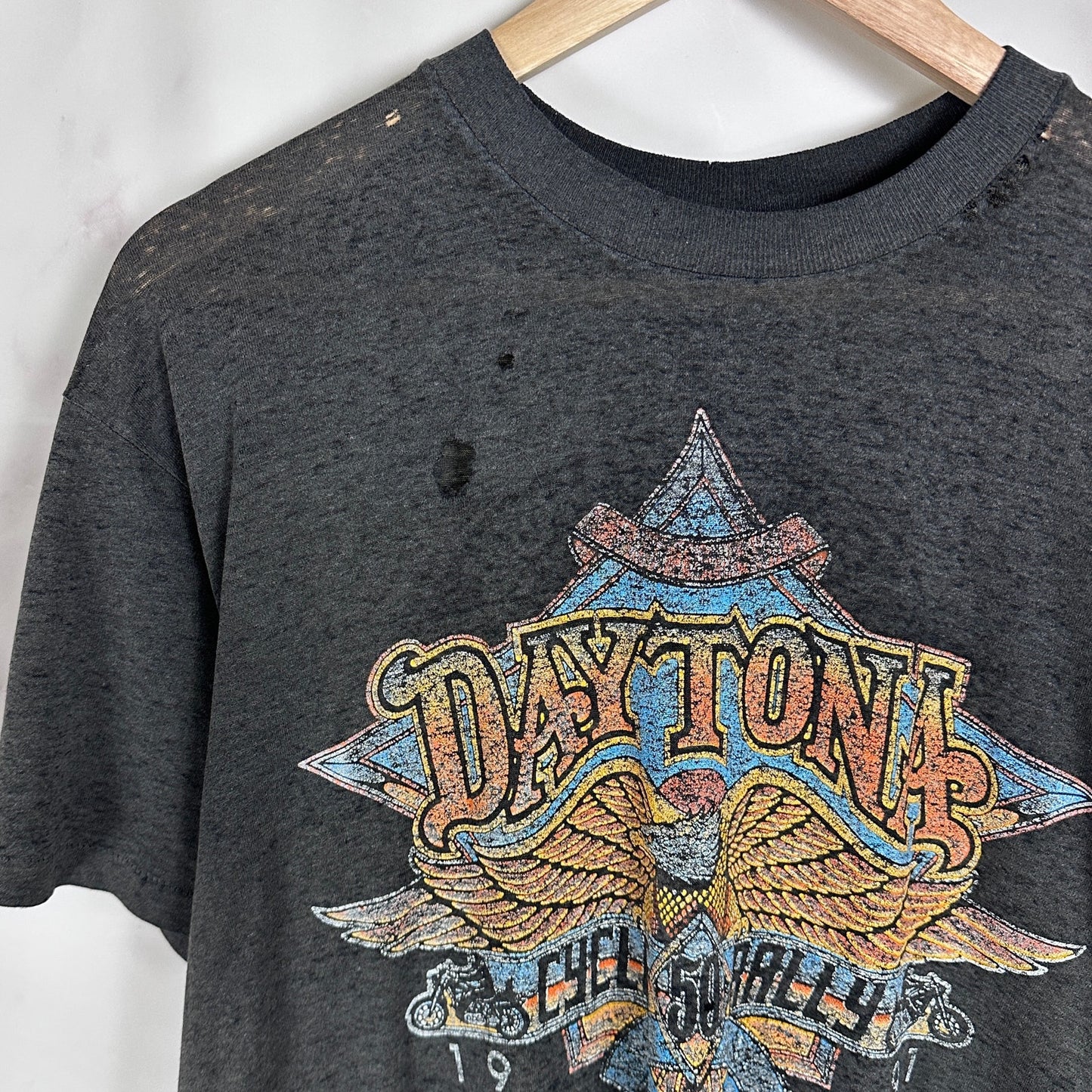 Vintage 1991 Daytona Bike Week Thrashed Black Tee