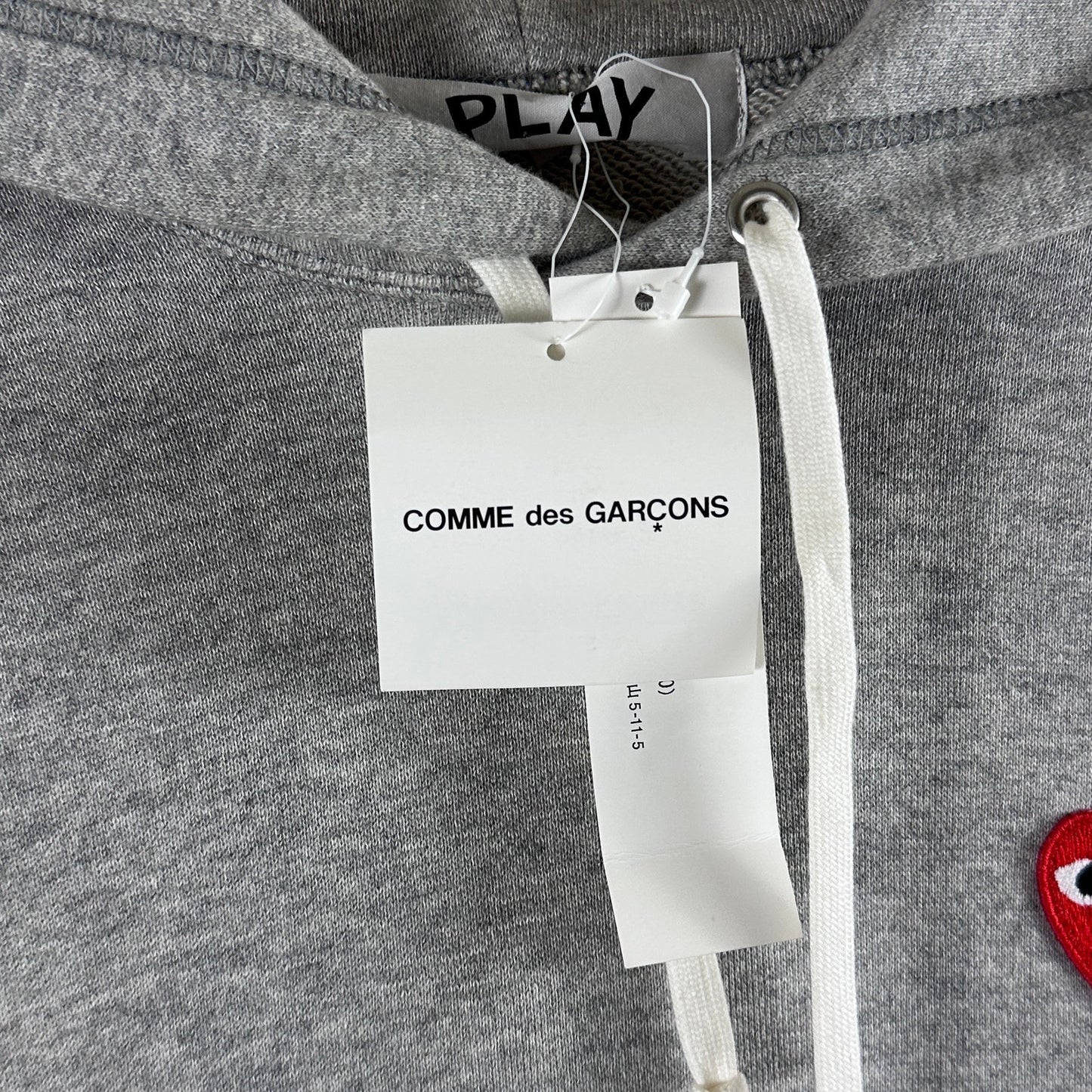 CDG PLAY Heather Grey Heart Logo Hoodie