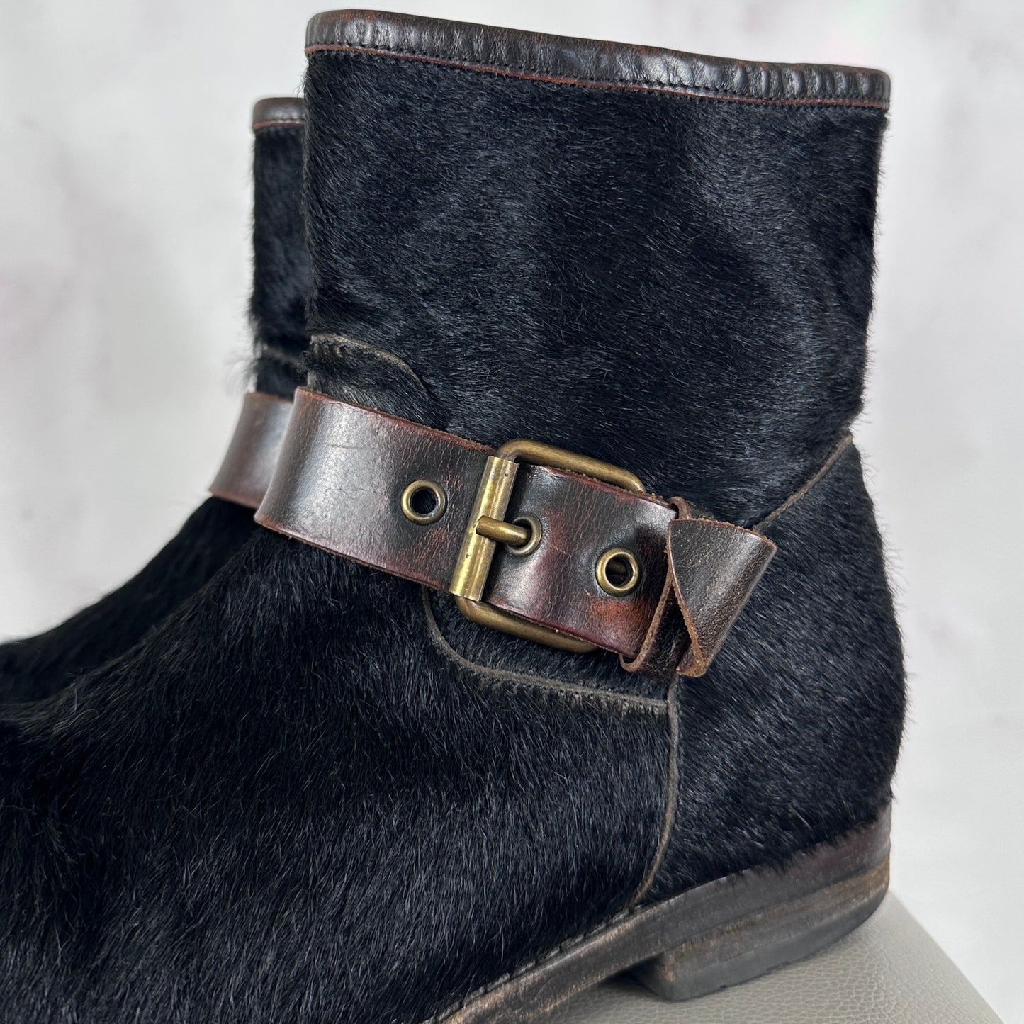 Buttero Black Pony Hair Biker Boot
