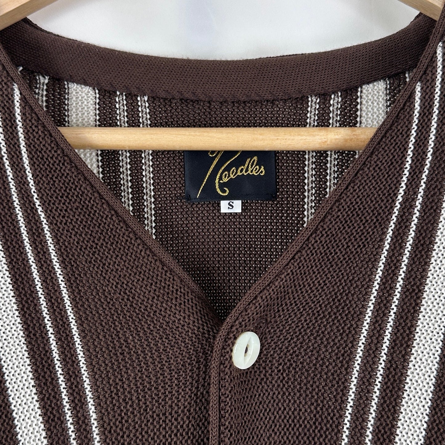 Needles Brown/White Striped Cardigan