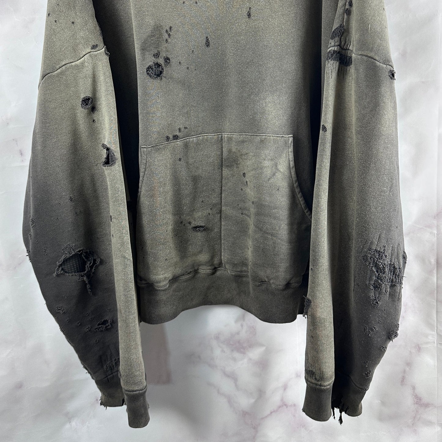 Readymade Green Double Face Thrashed Thermal Hoodie