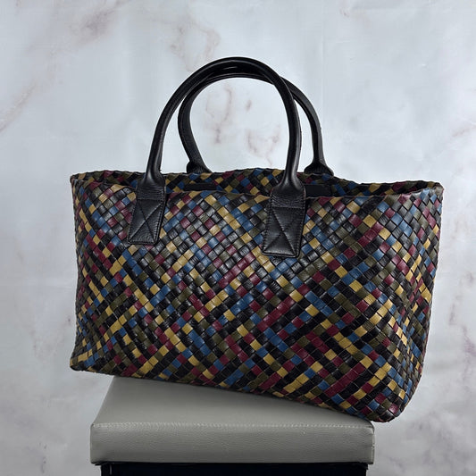 Bottega Veneta Intrecciato Cabat Multicolor Woven Leather Purse