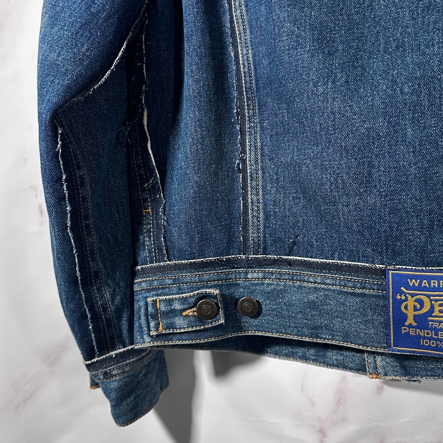 Maison Margiela x Pendleton Layered Distressed Denim Trucker Jacket
