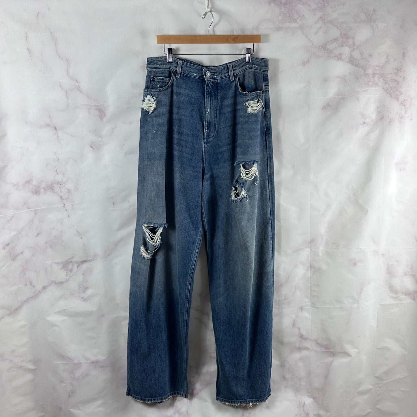 Balenciaga Baggy Distressed Blue Denim