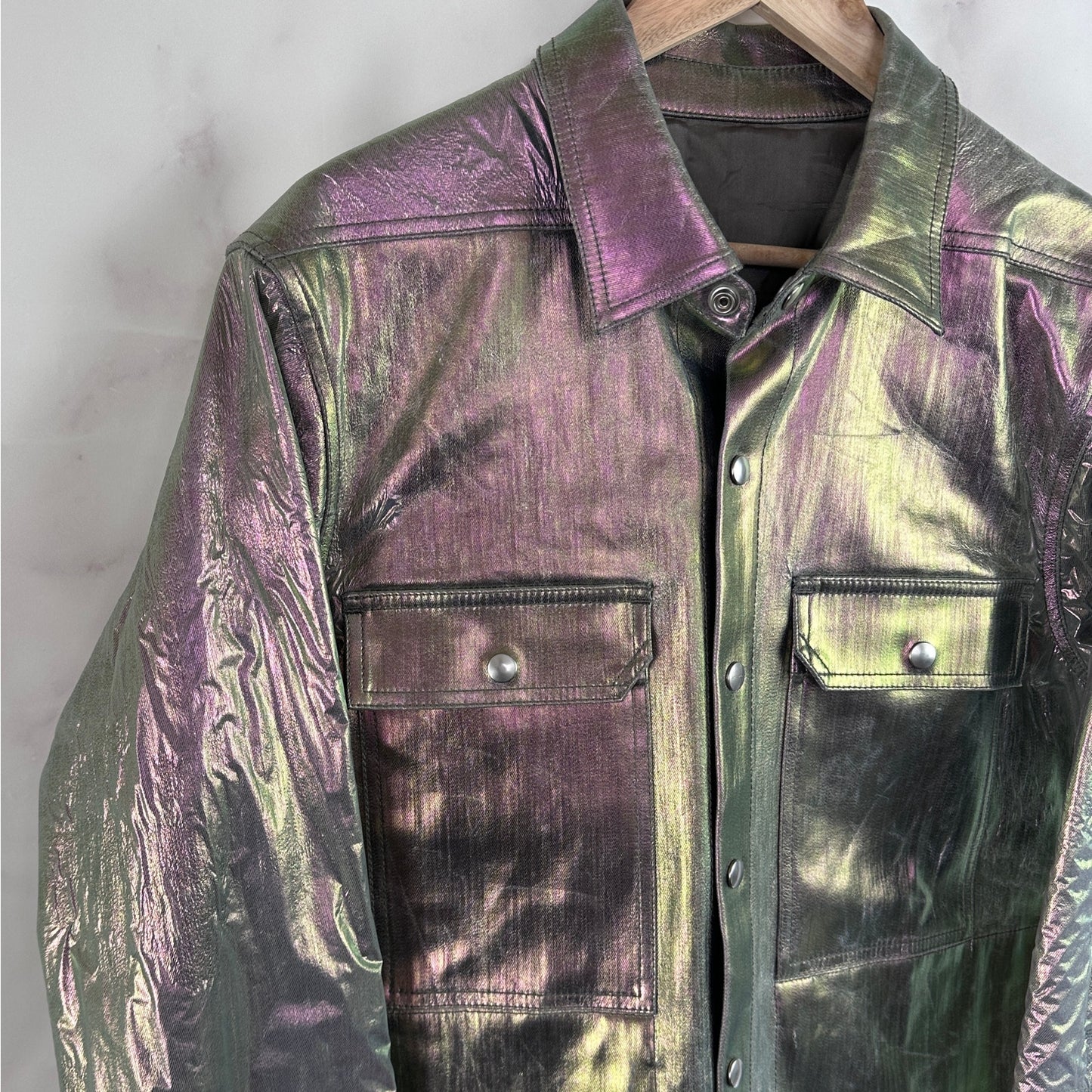 Rick Owens S/S20 Iris Shiny Denim Outershirt