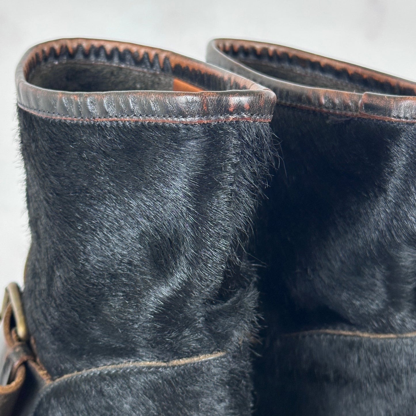 Buttero Black Pony Hair Biker Boot