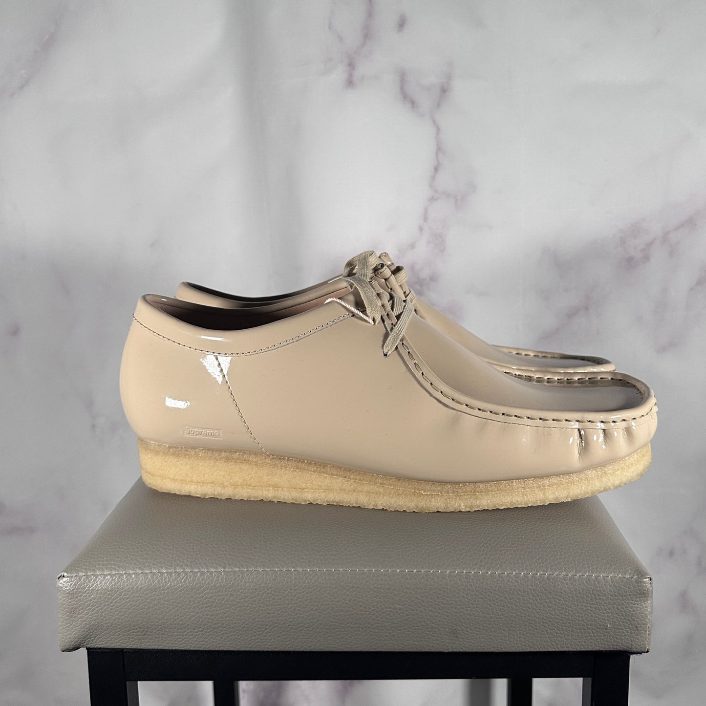 Supreme x Clarks Wallabee Patent Leather Natural Tan